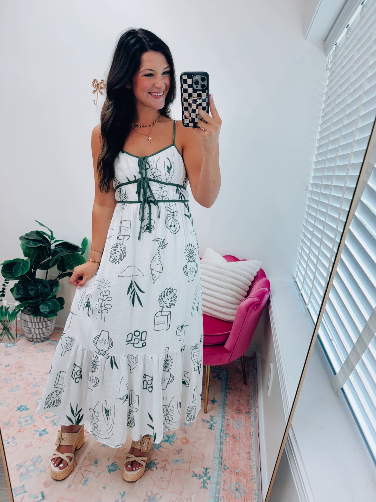 Haven Bow Tie Tropical Midi Dress