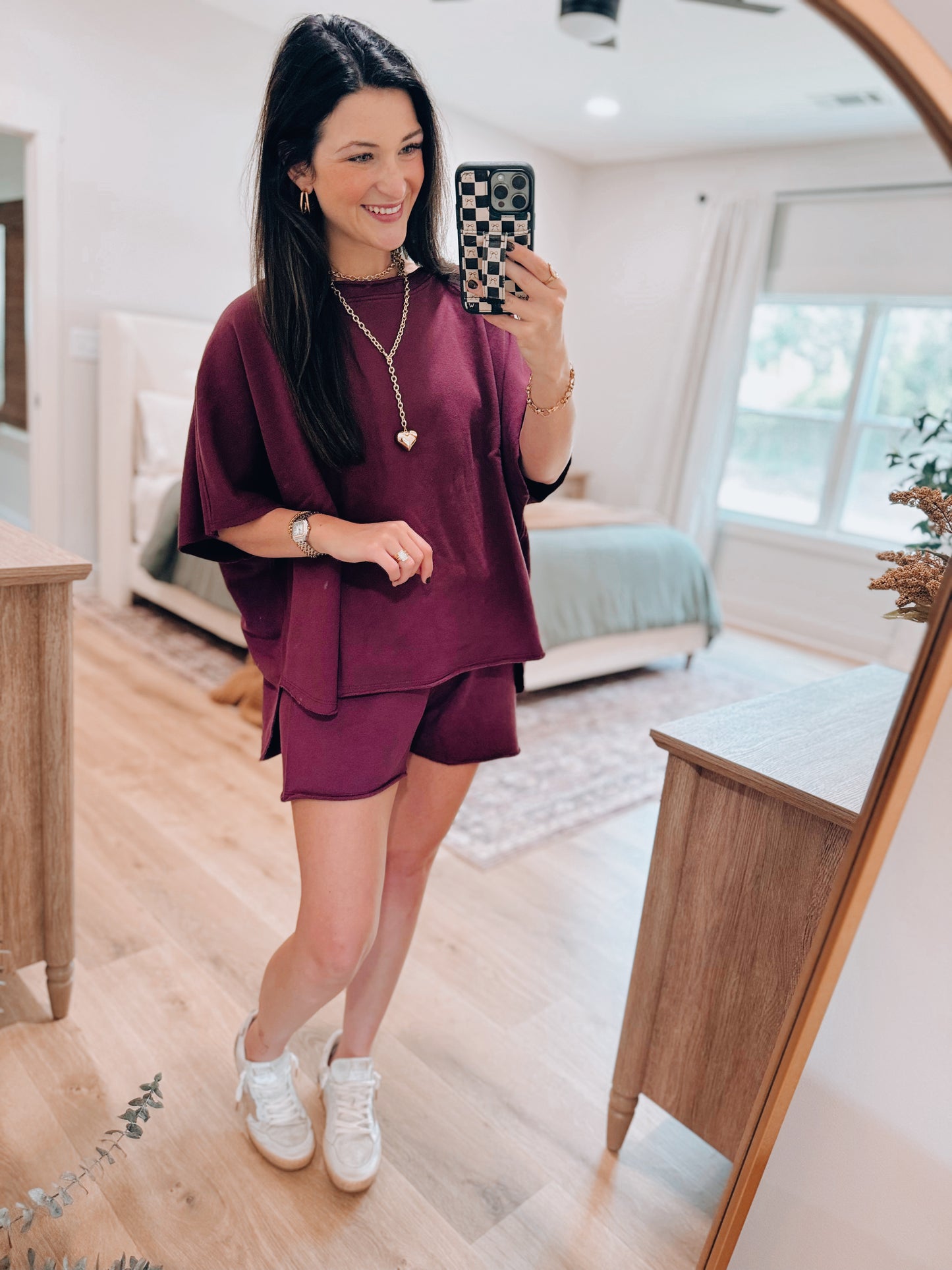Malibu Fall Vintage Edge Shorts Set - Plum