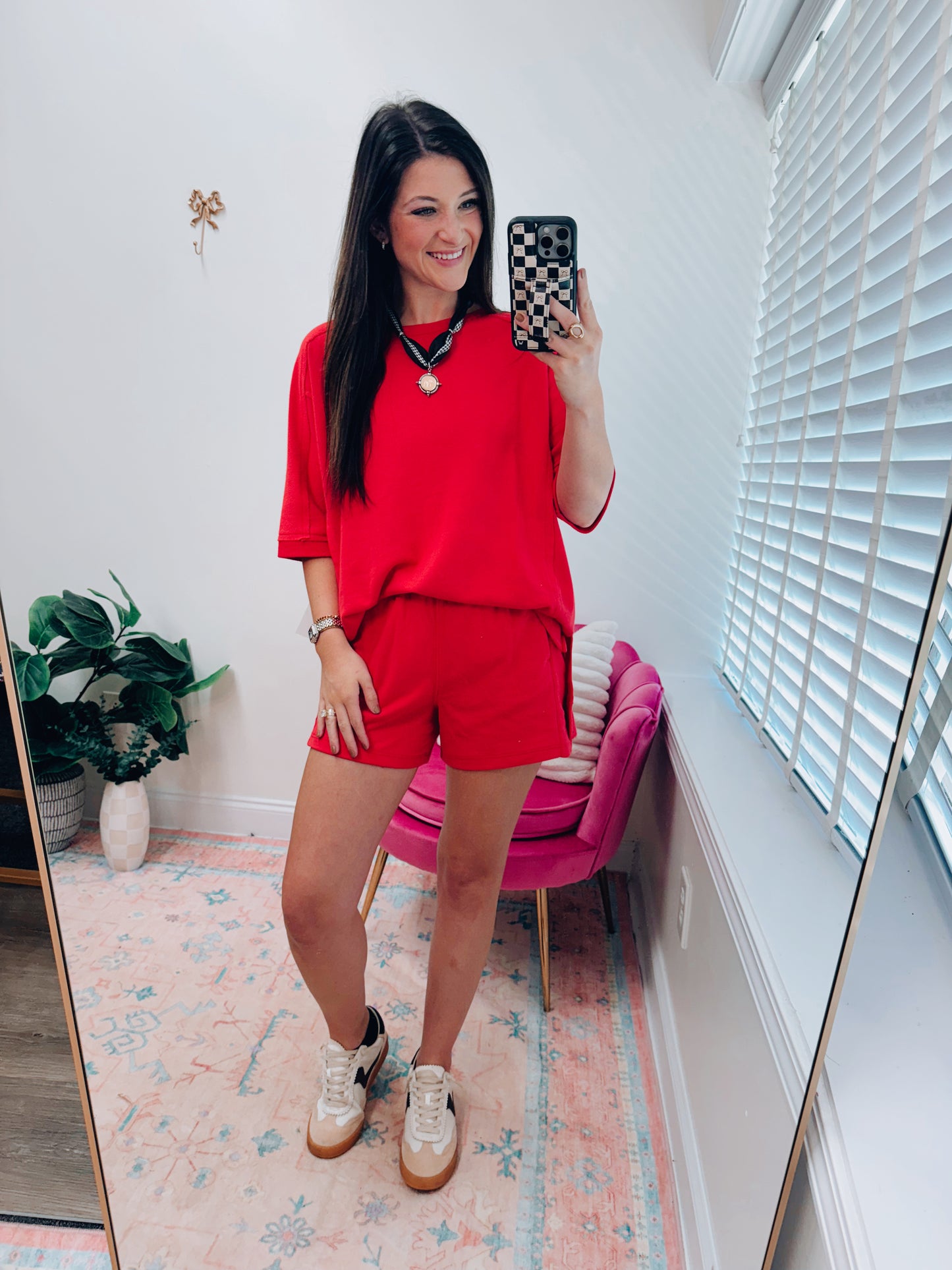 Victory Terry Knit Shorts Set - Red
