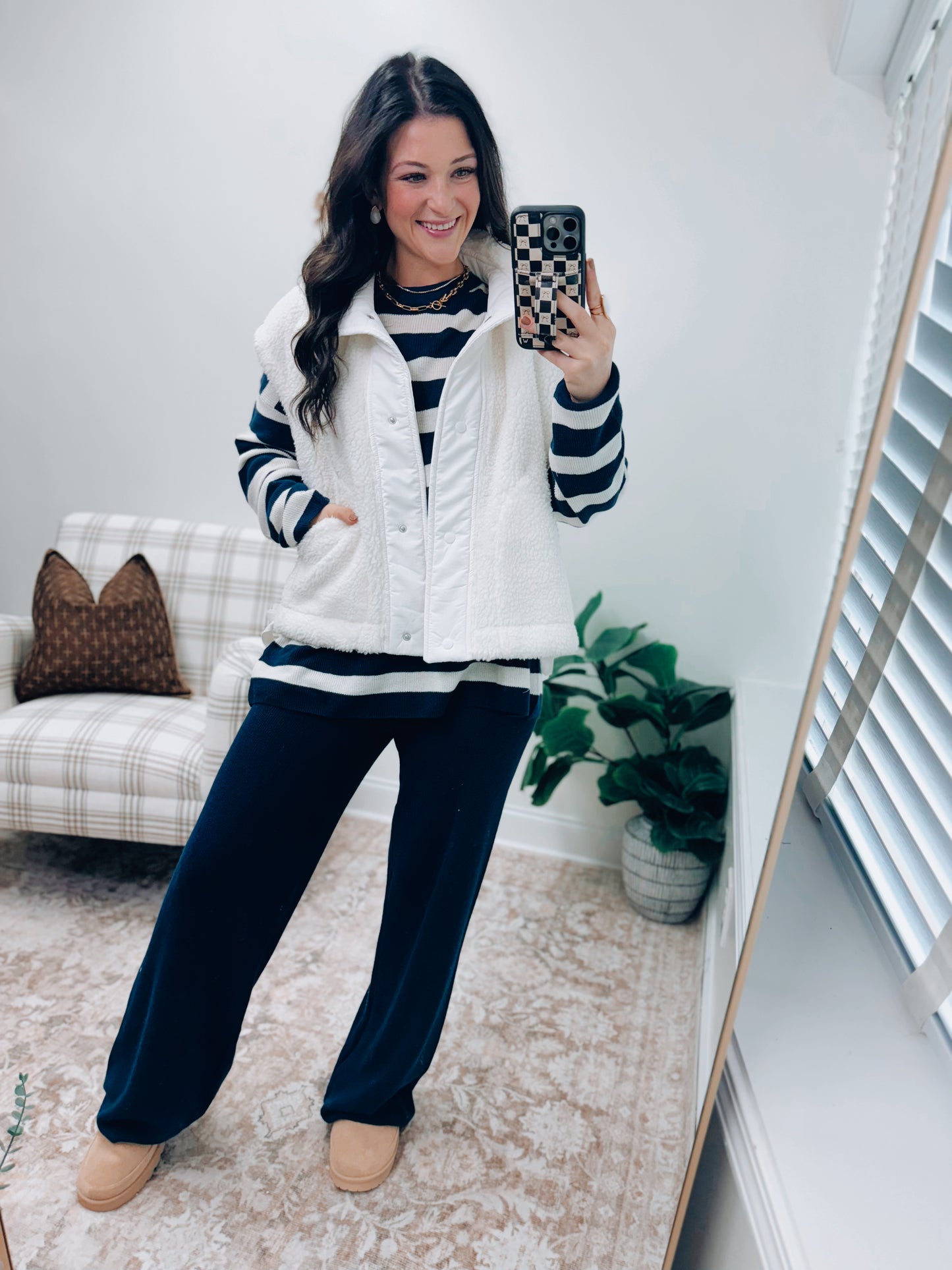 SoftWave Stripe Knit Set - Navy