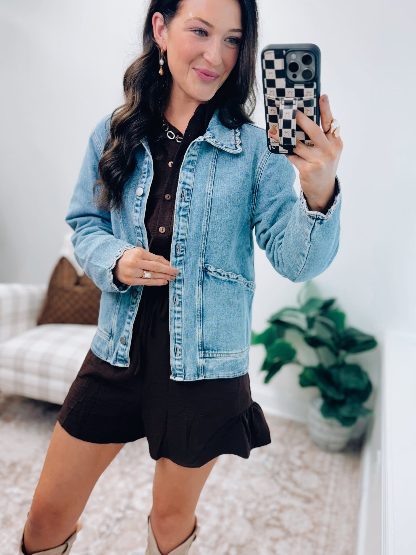 Scallop Trim Denim Jacket