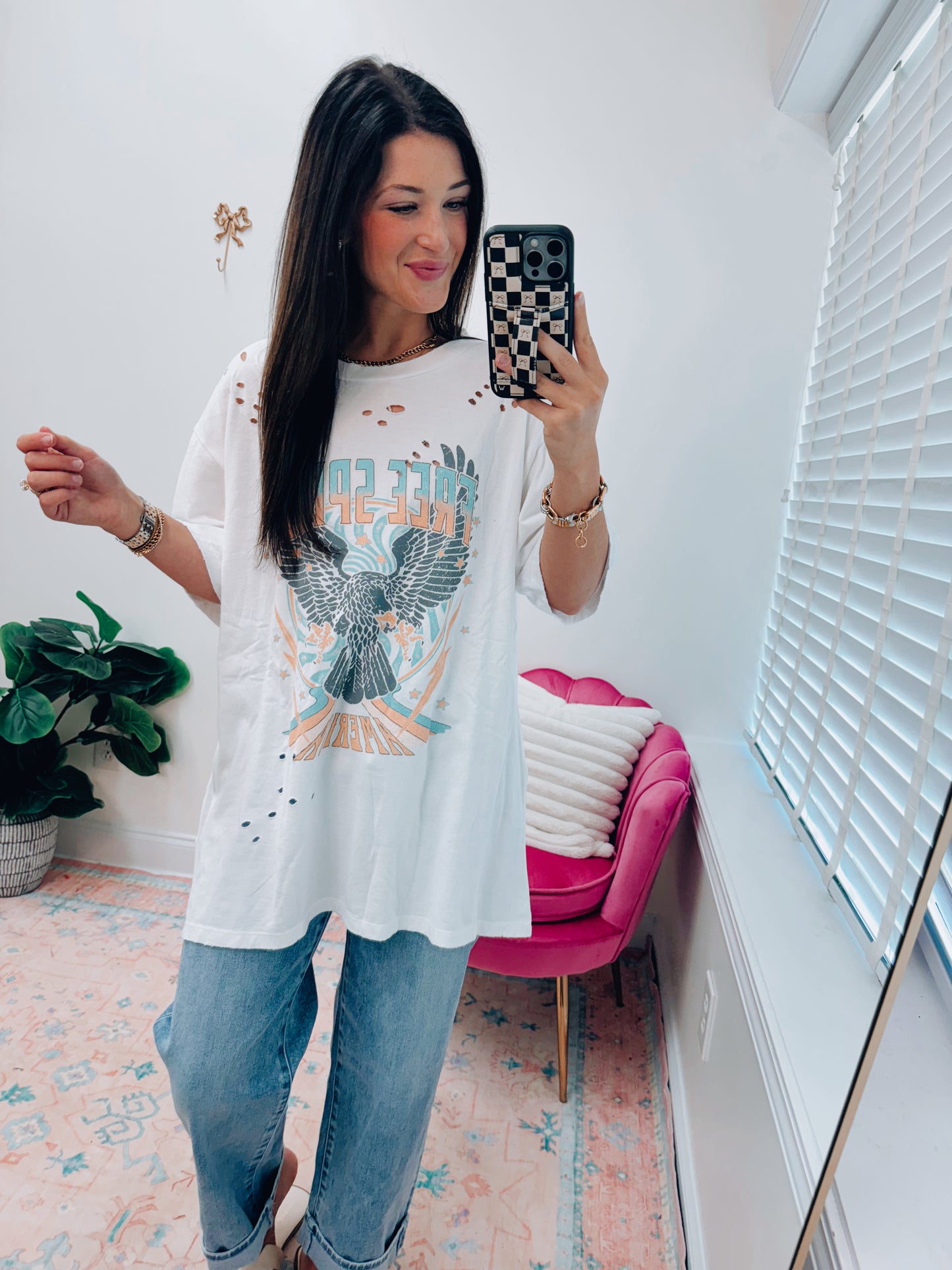 Free Spirit Distressed Graphic Tee