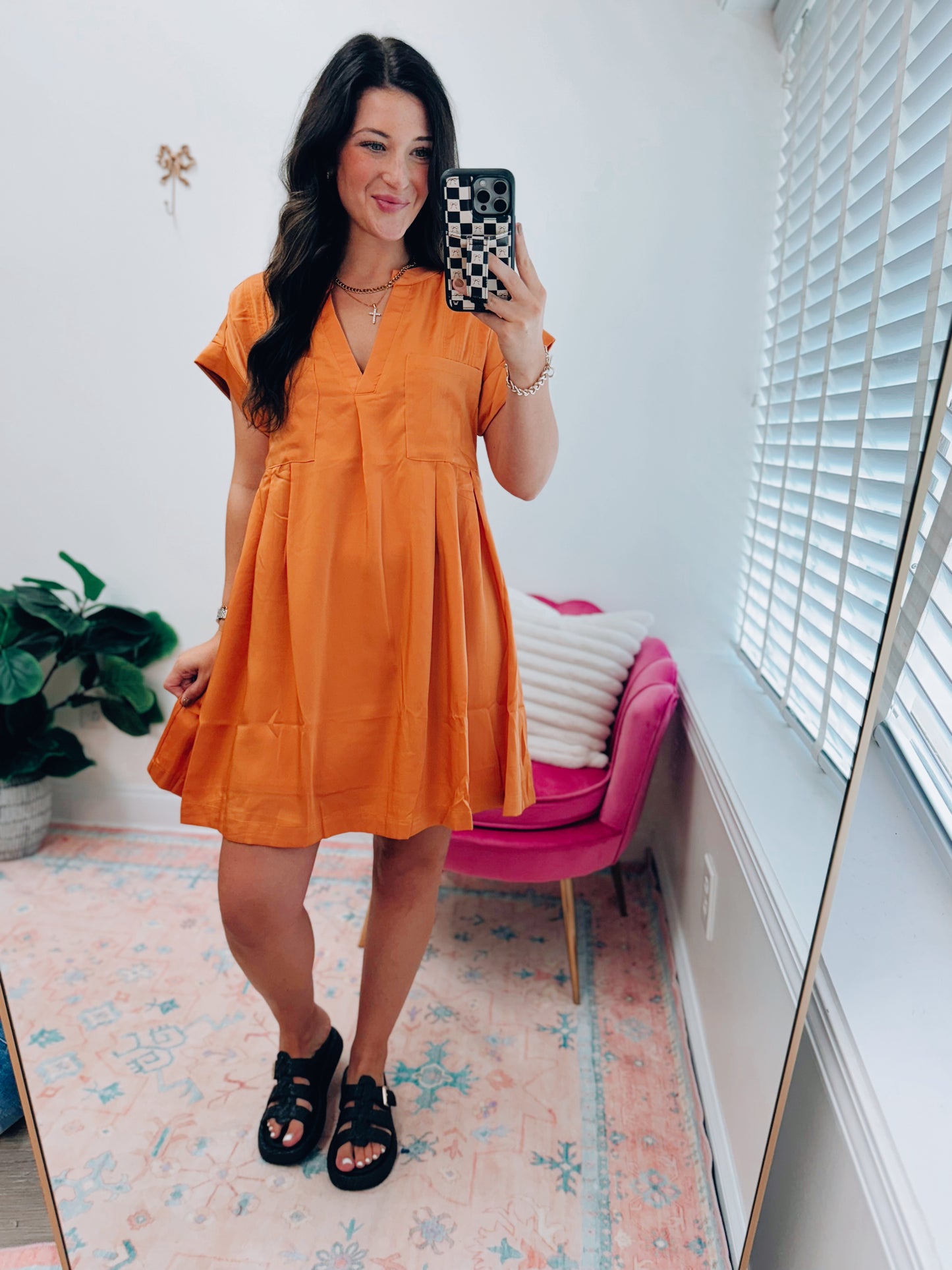 Brooks Satin Pocket Mini Dress