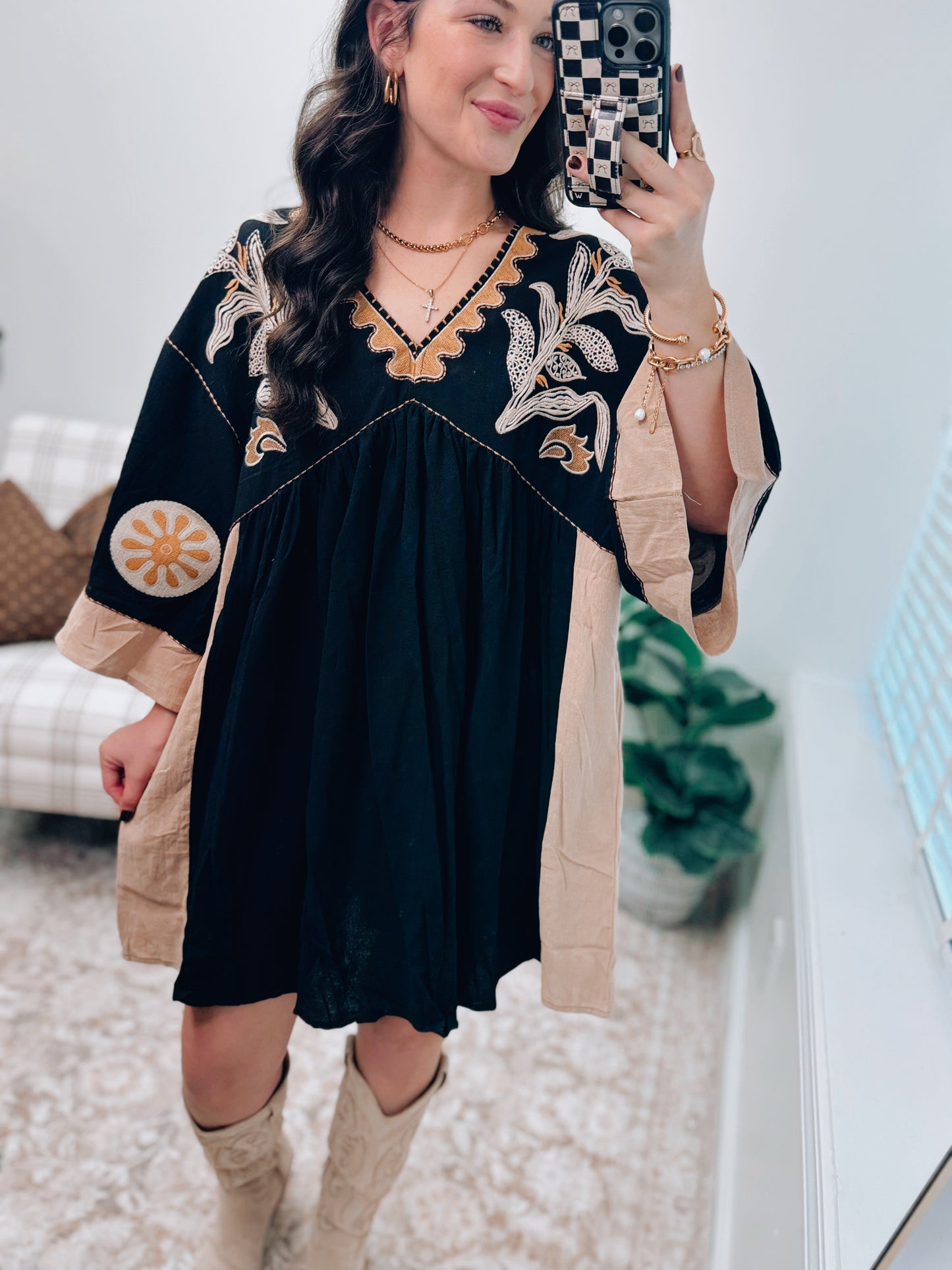 Archie Embroidered Oversized Mini Dress