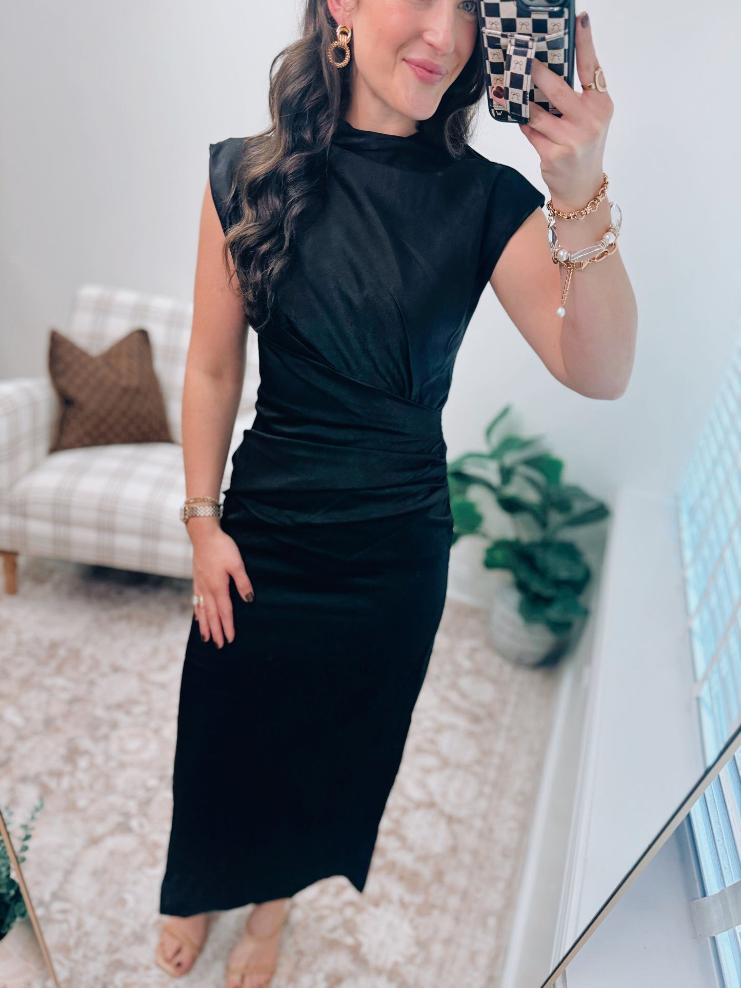 Molly Satin Cowl Neck Midi Dress