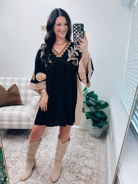 Archie Embroidered Oversized Mini Dress