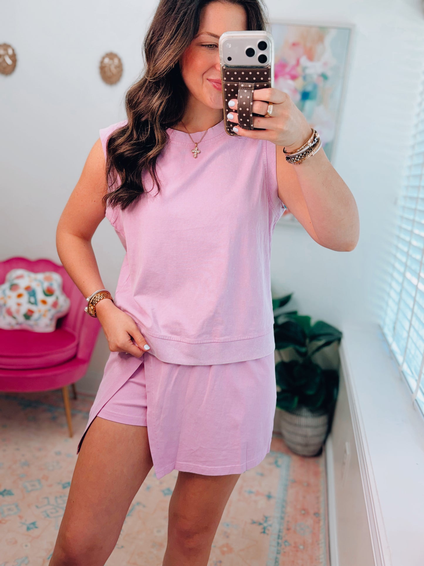 Lavender Mineral Wash Cotton Skort Set