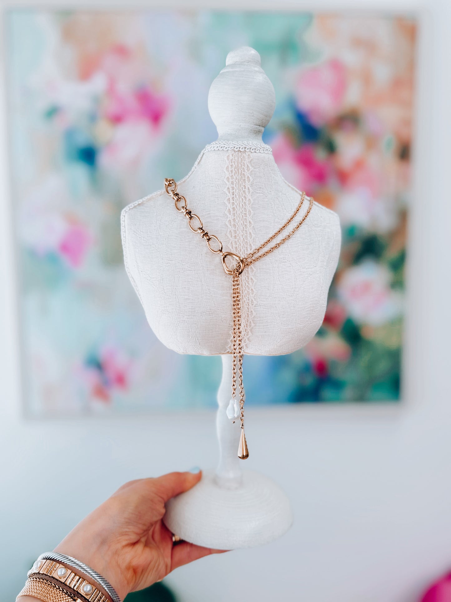 Oak Pearl Double Drop Necklace | 18K Gold Plated