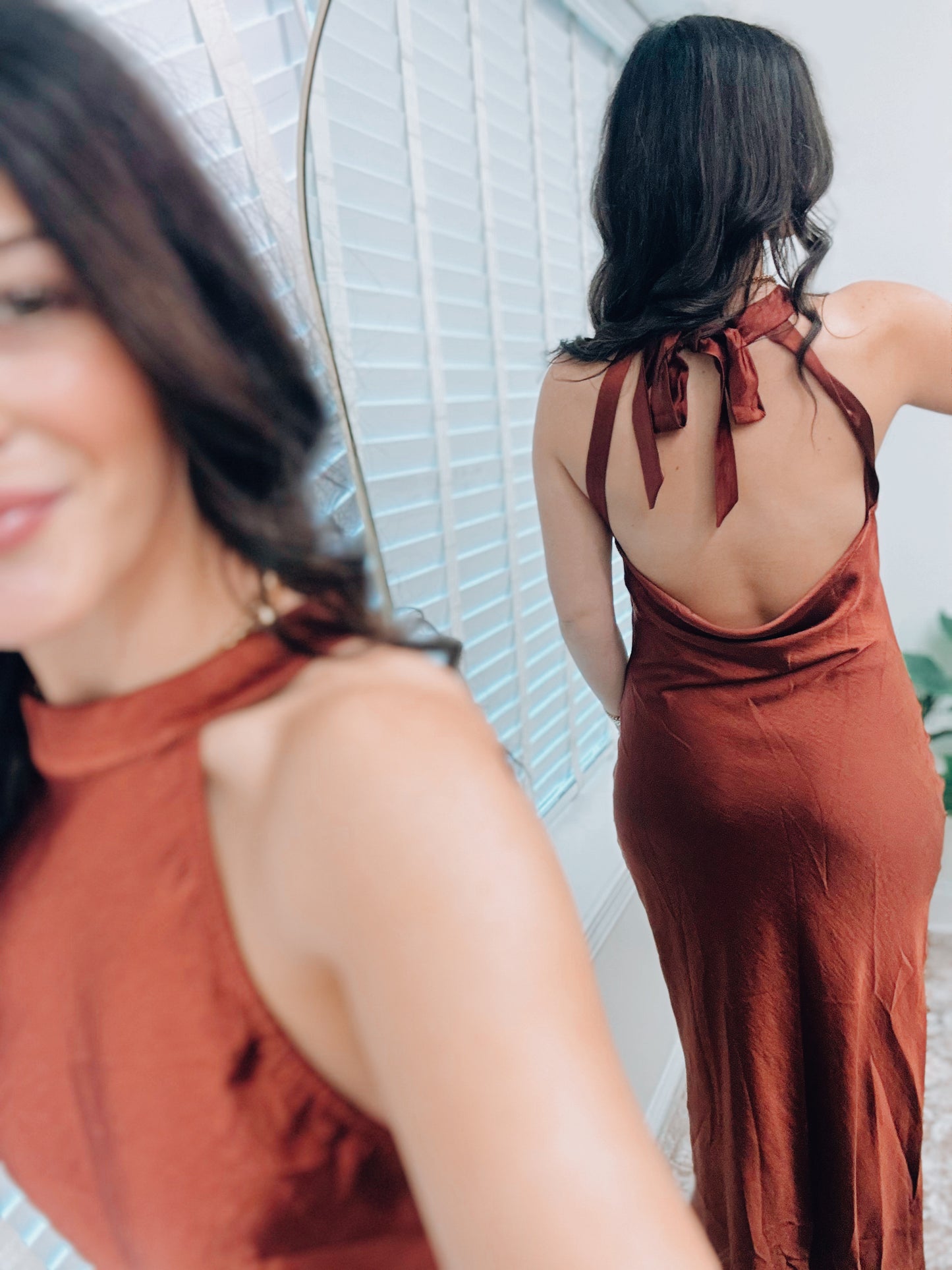 Sienna Silk Cowl Back Midi Dress