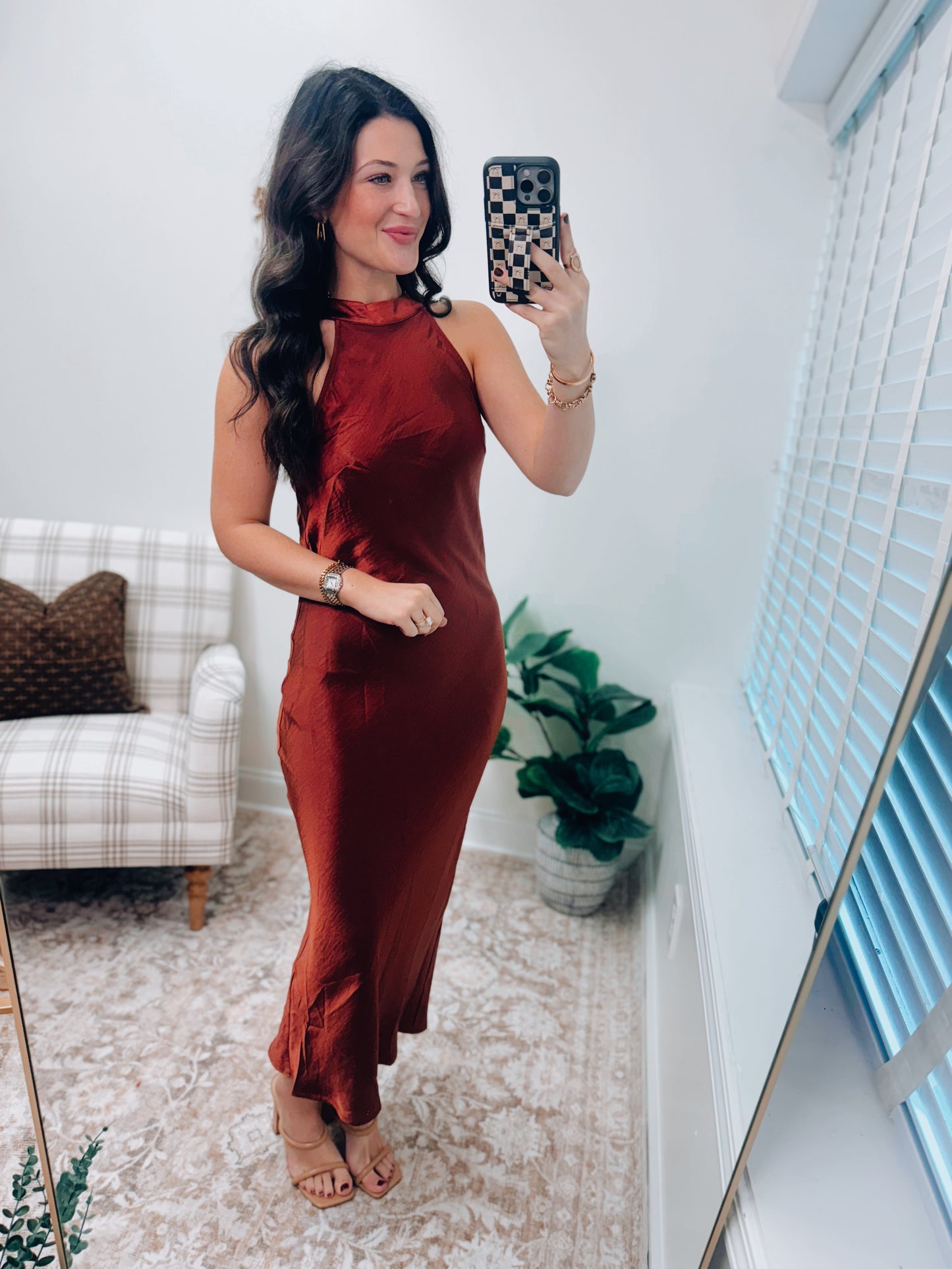 Sienna Silk Cowl Back Midi Dress