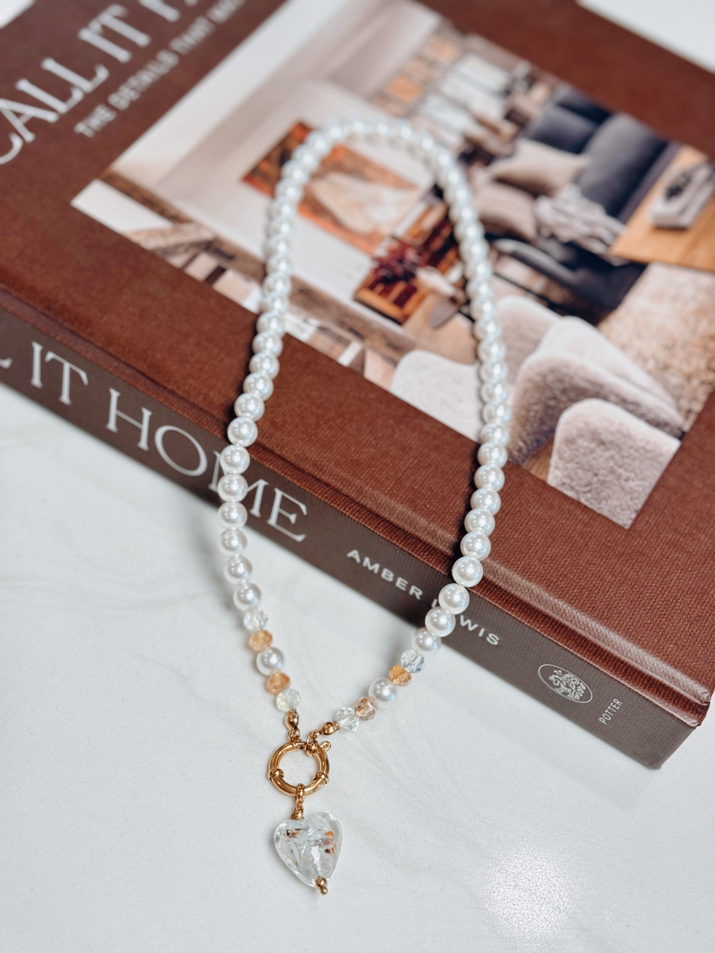 Calla 18k Gold Plated Pearl Heart Necklace