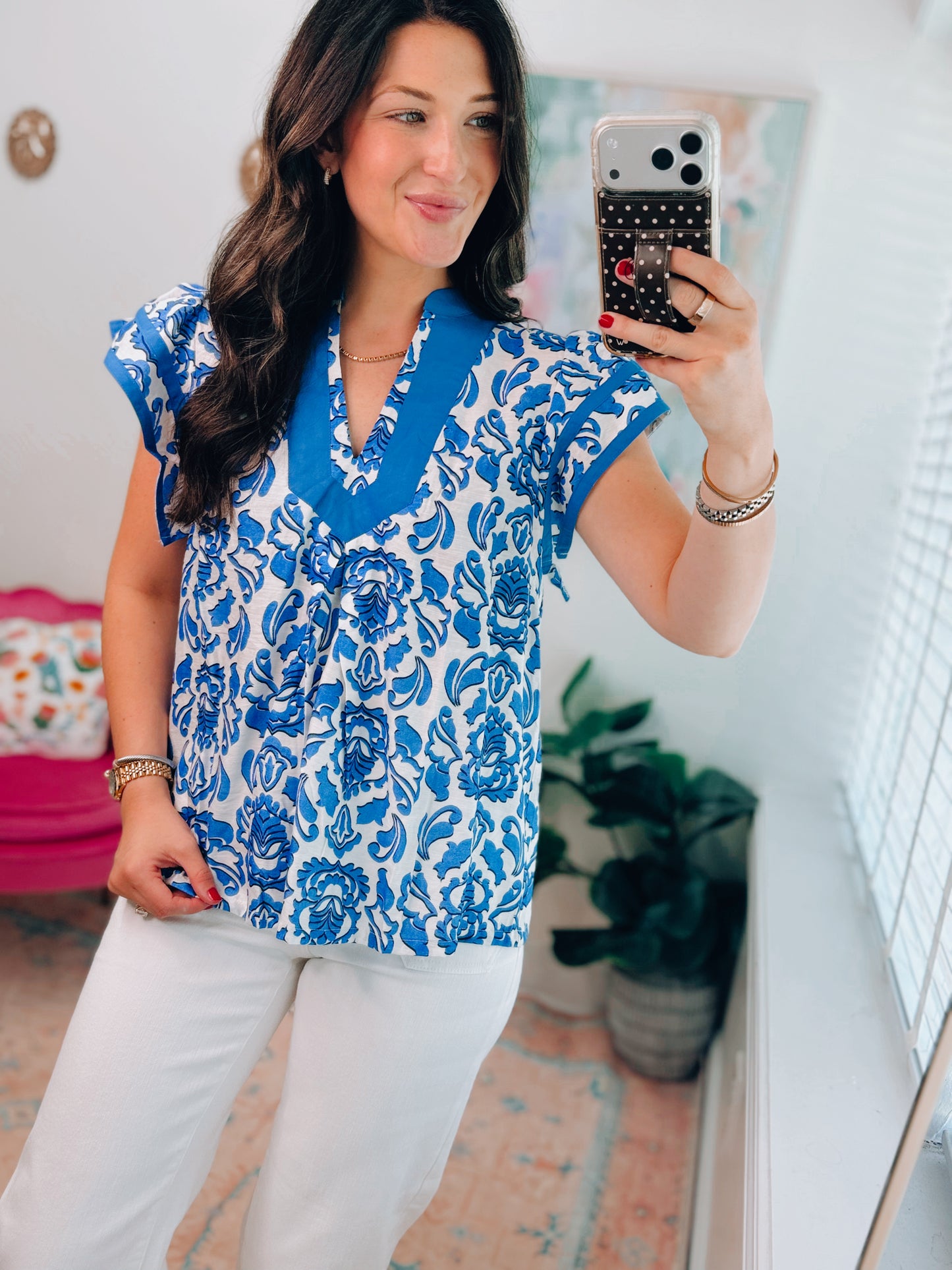 Cora Blue Ruffle Top