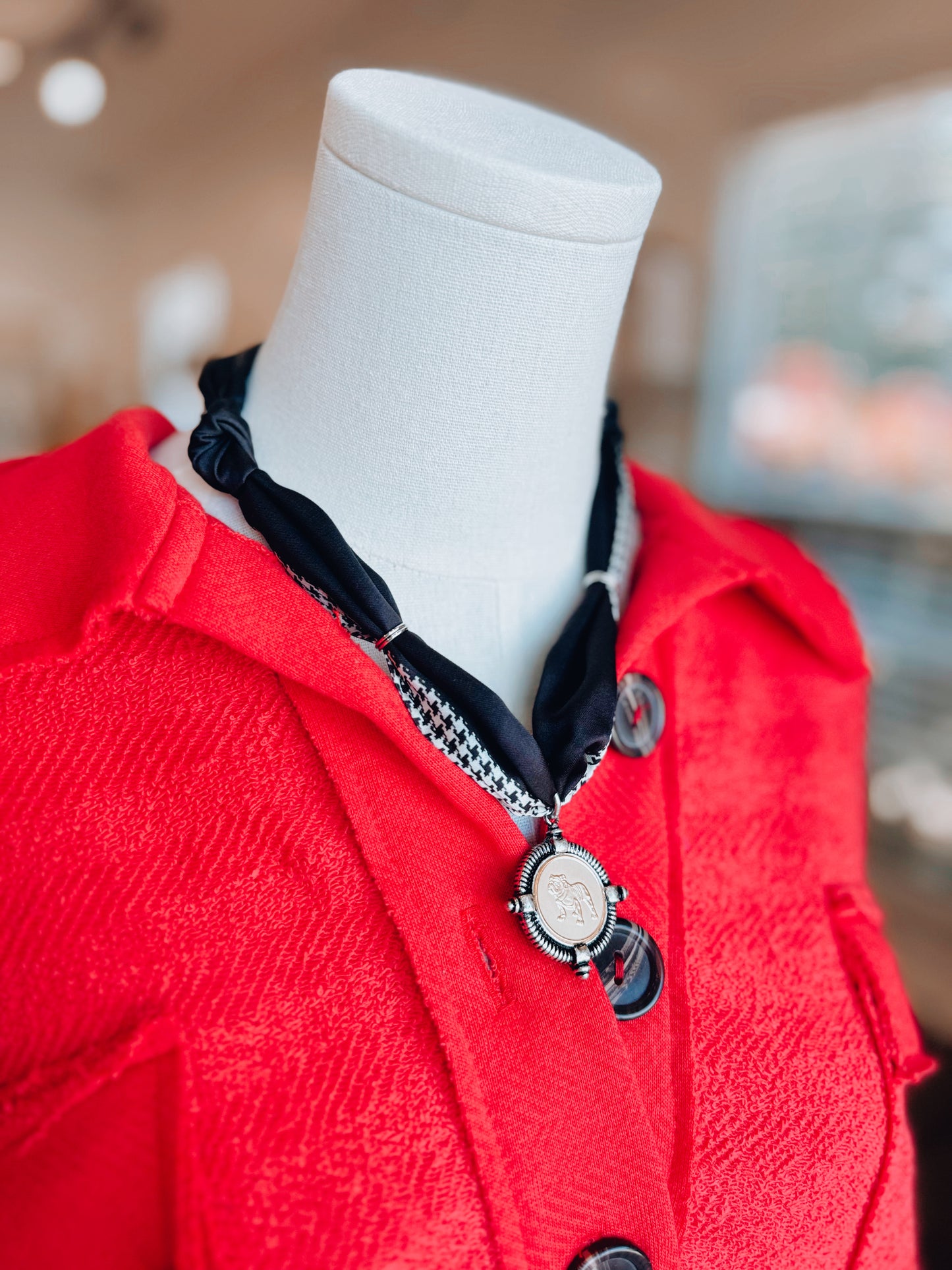 Houndstooth Bulldog Coin Scarf Necklace