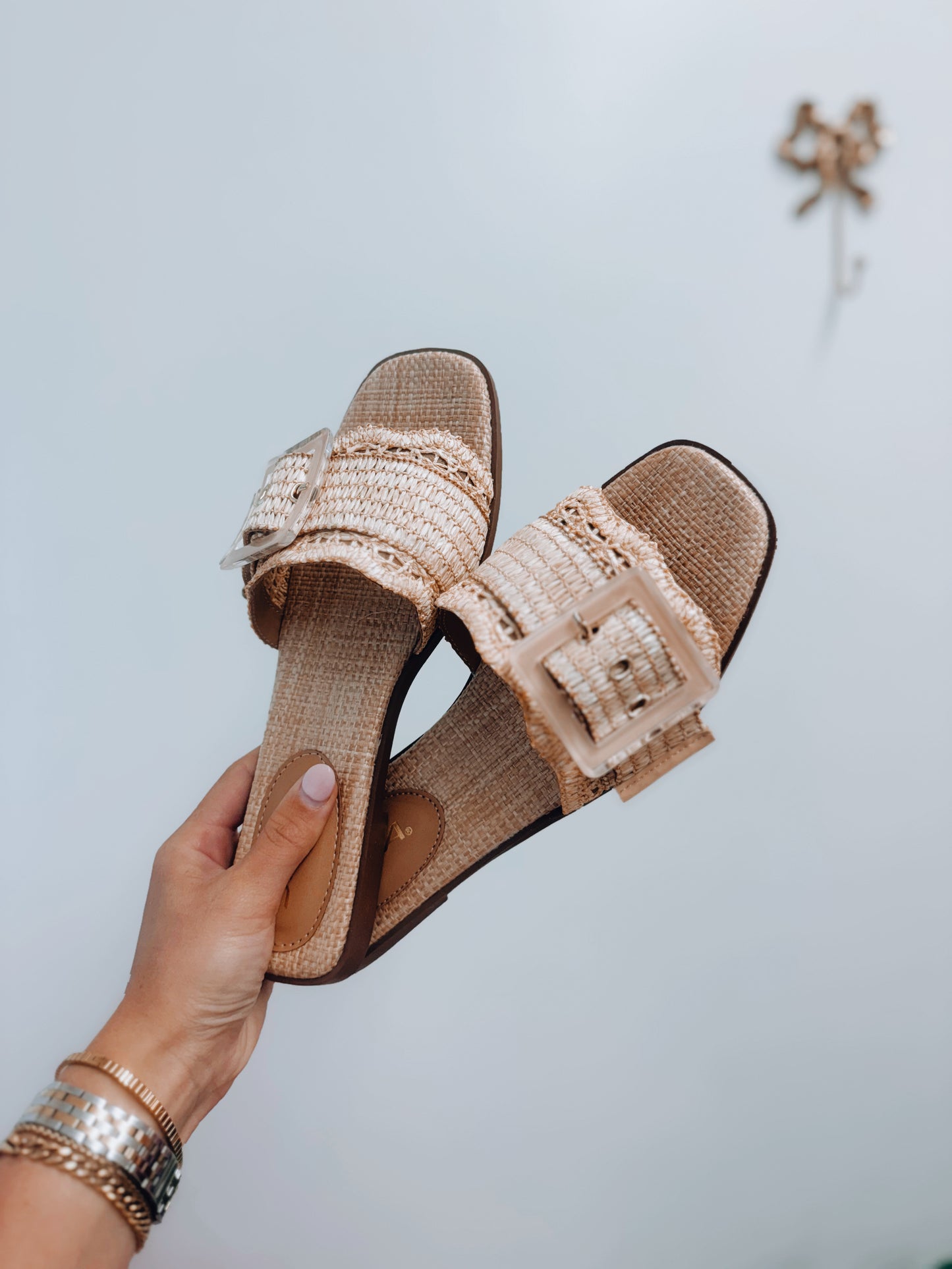 Nayan Raffia Buckle Sandal
