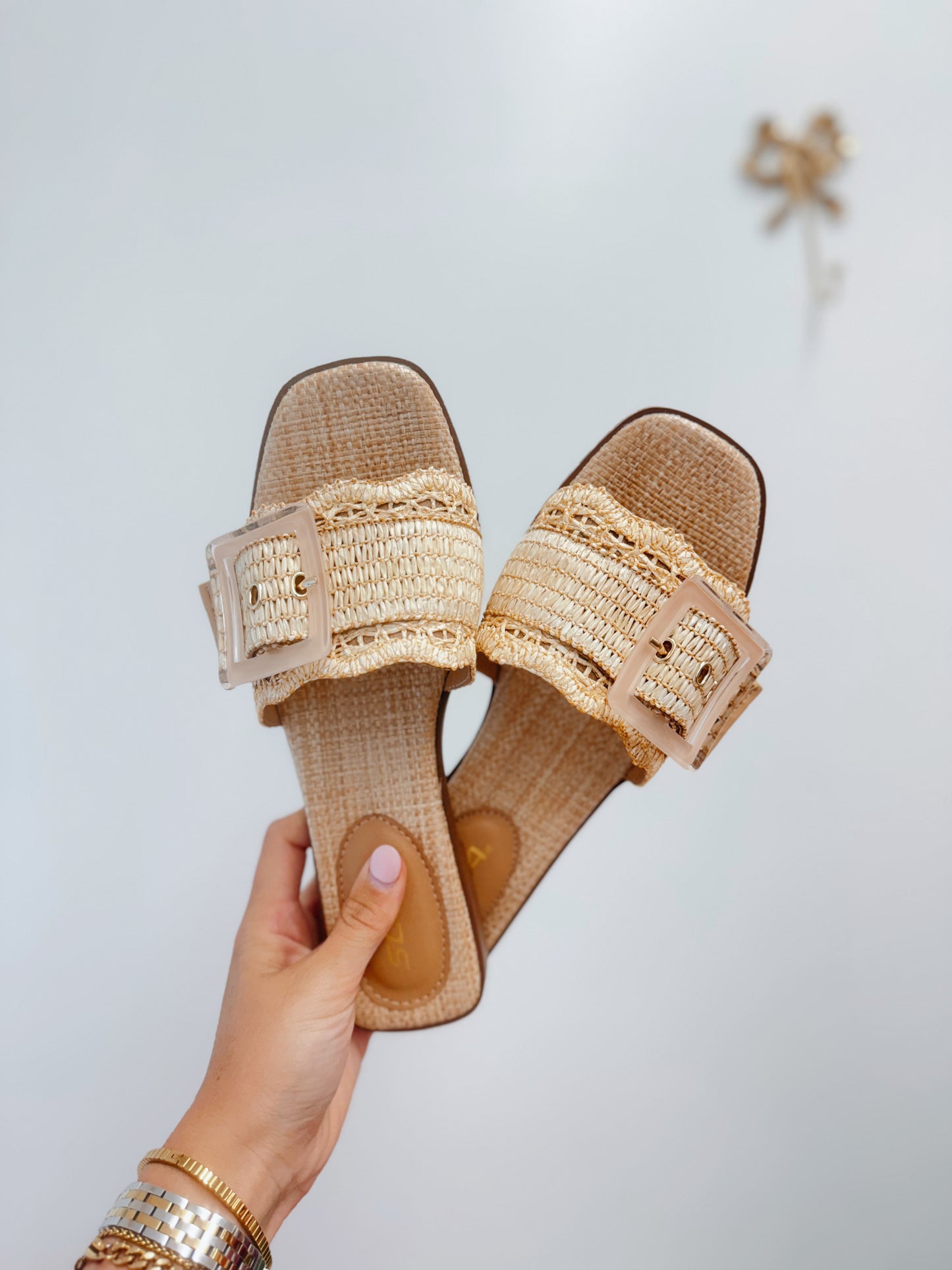 Nayan Raffia Buckle Sandal