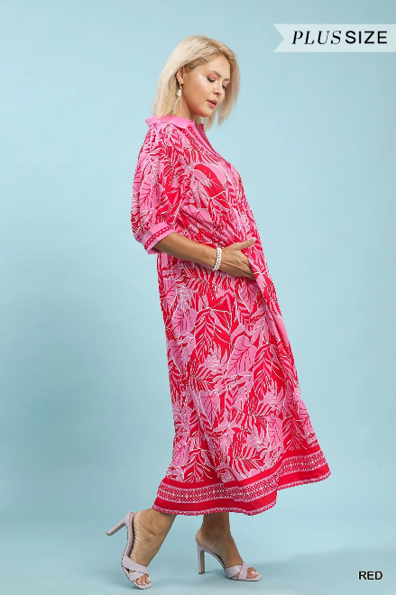 CURVY Red Mix Midi Dress