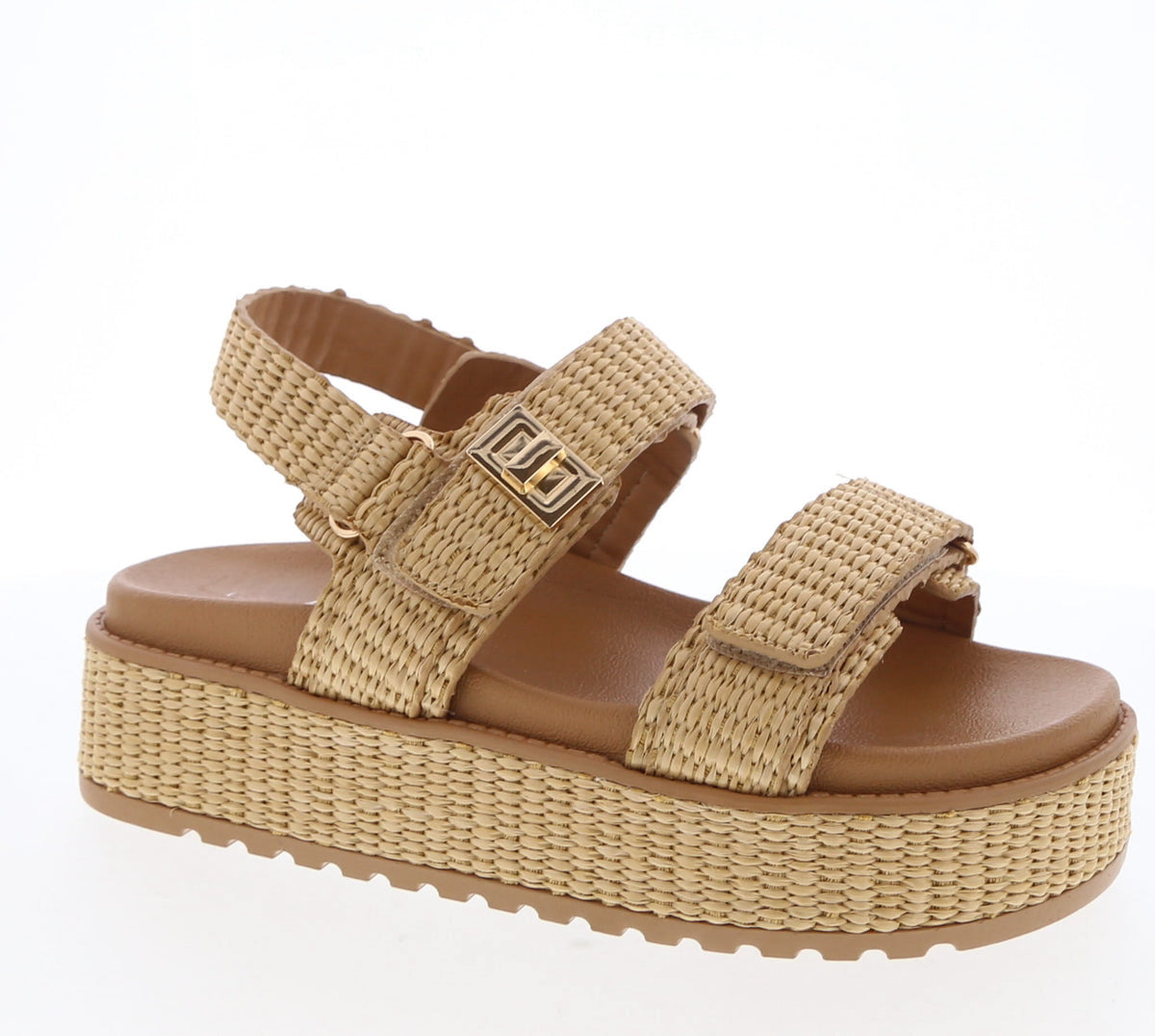 Tan Raffia Platform Sandals