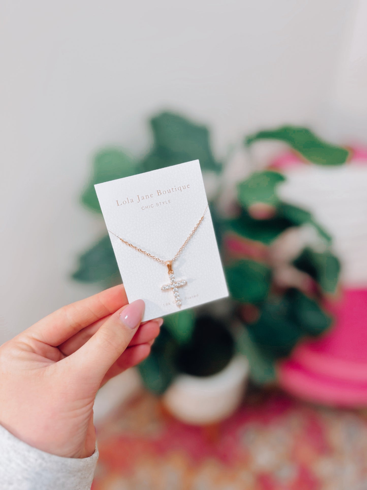 18K Gold Plated Round Cross Necklace