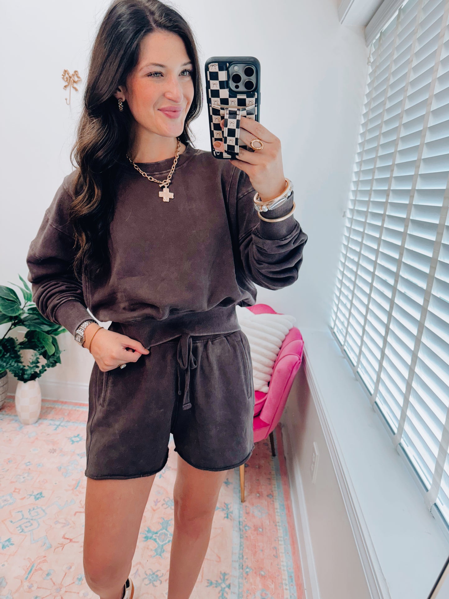 Espresso Mineral Ribbed Crewneck