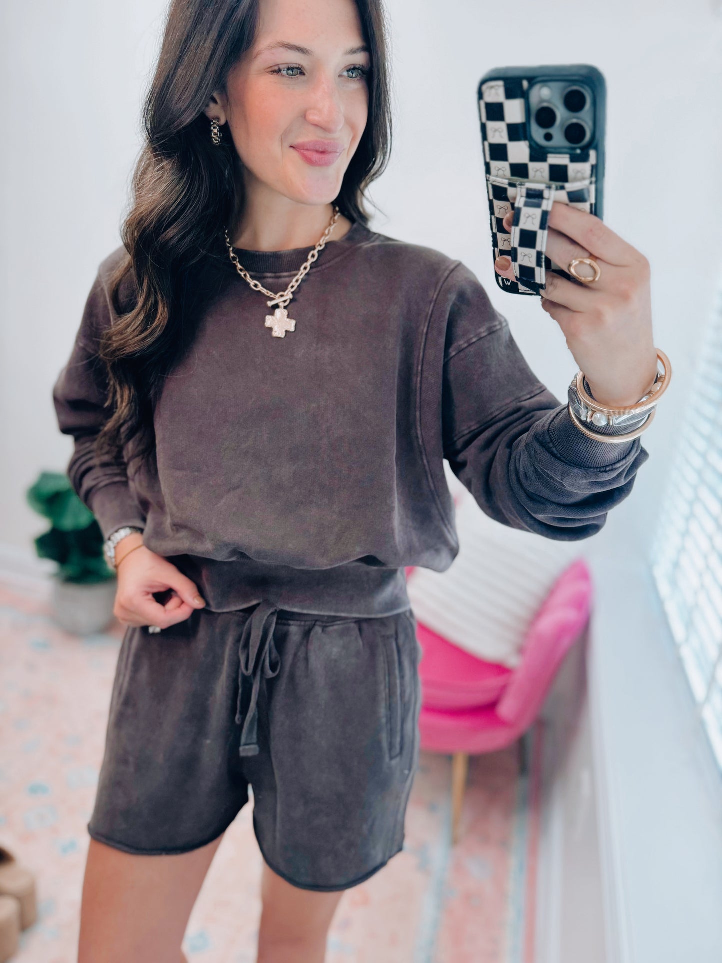 Espresso Mineral Ribbed Crewneck