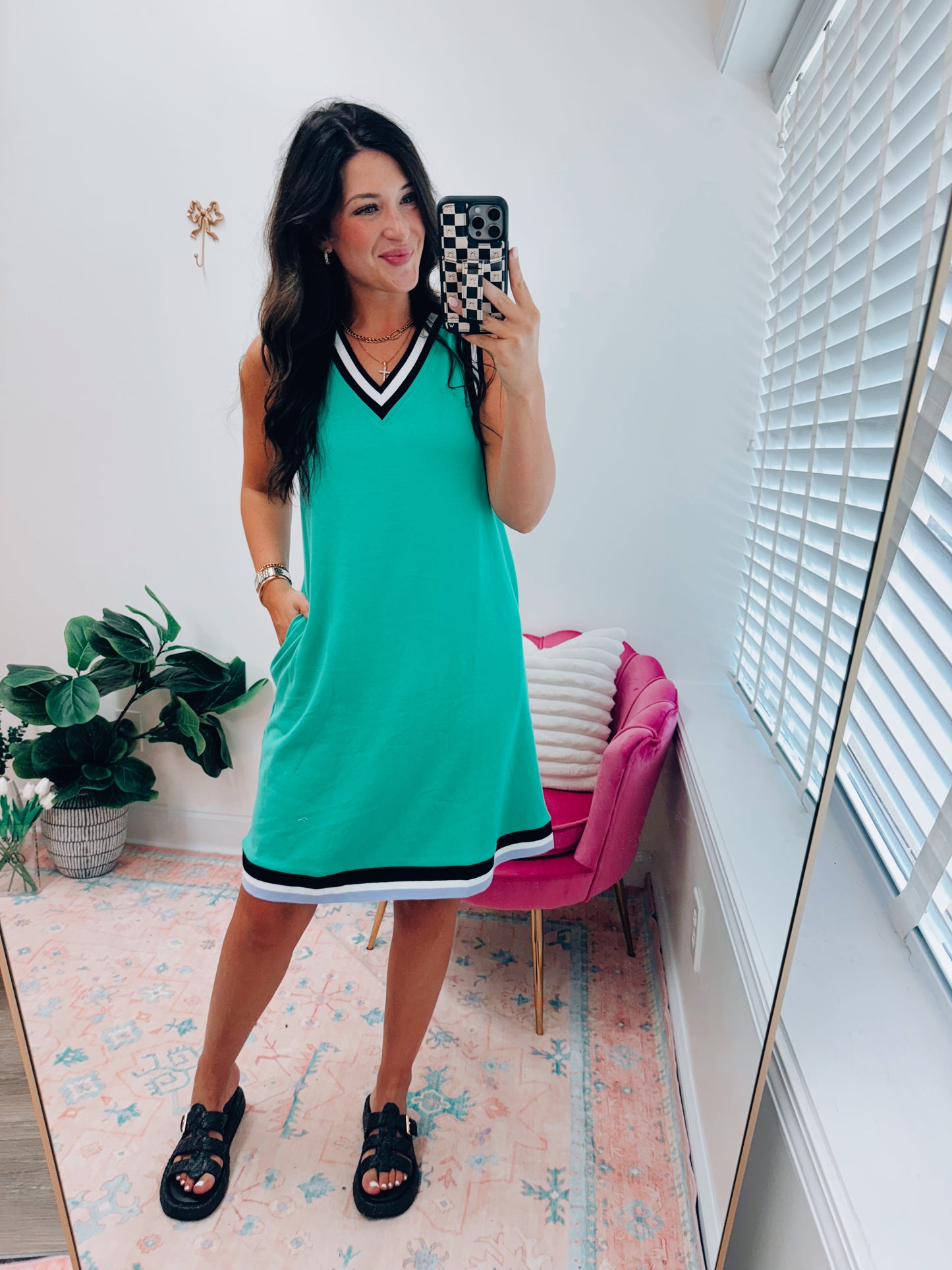 Allison Contrast V Striped Dress