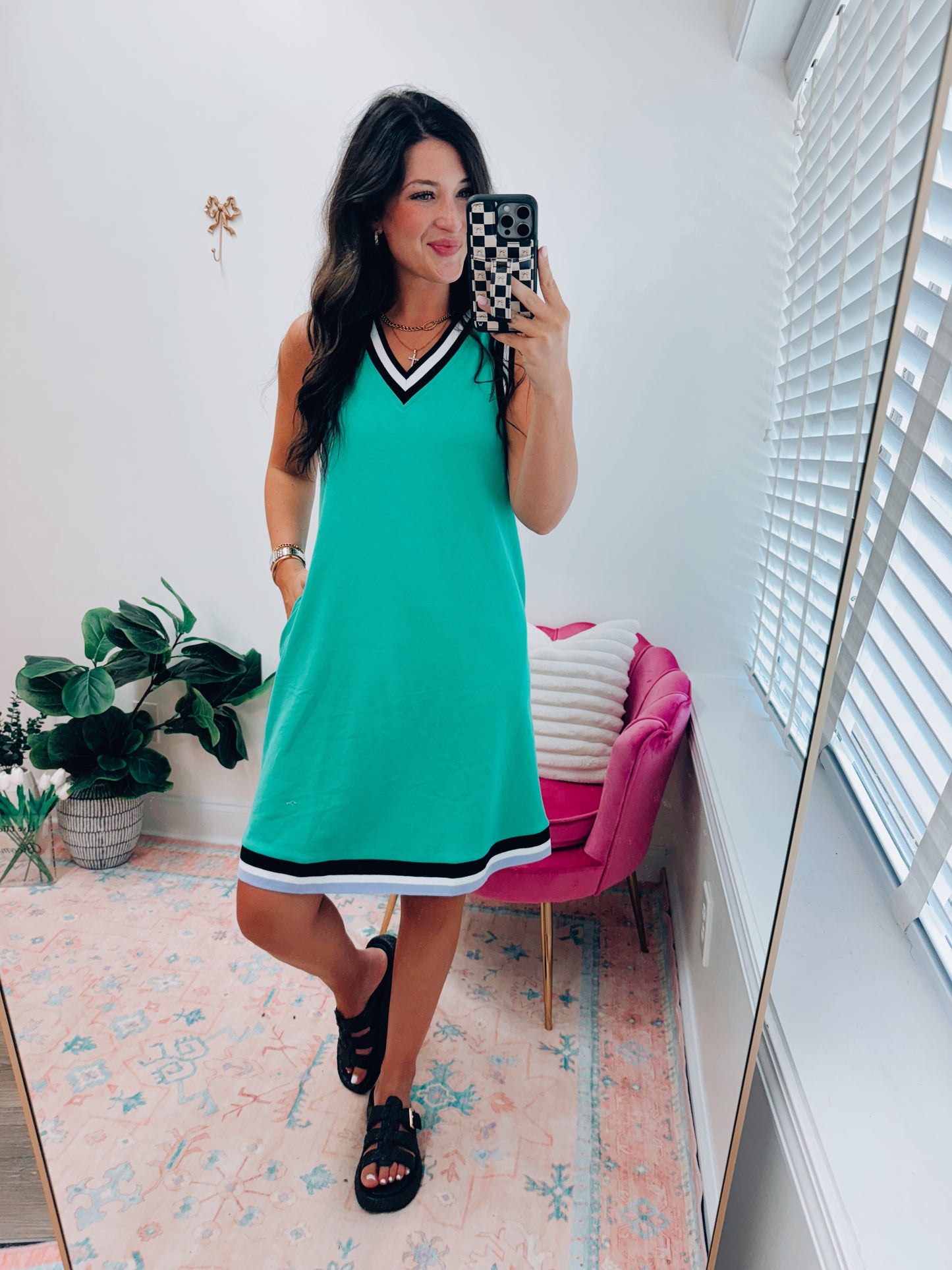 Allison Contrast V Striped Dress