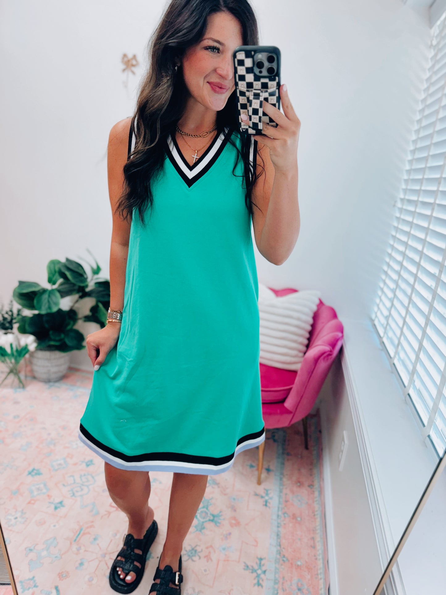 Allison Contrast V Striped Dress