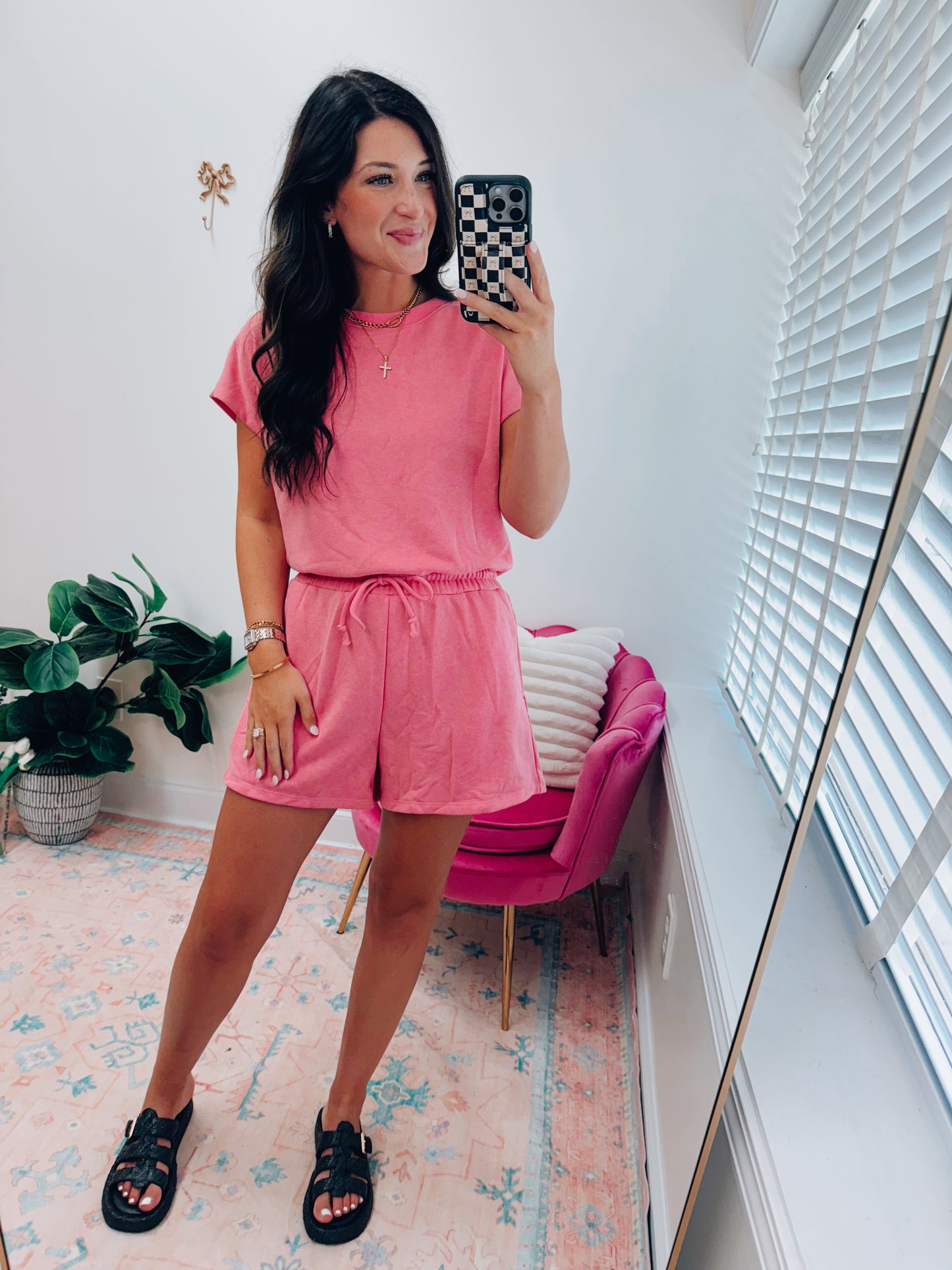 Pink Mineral Open Back Romper