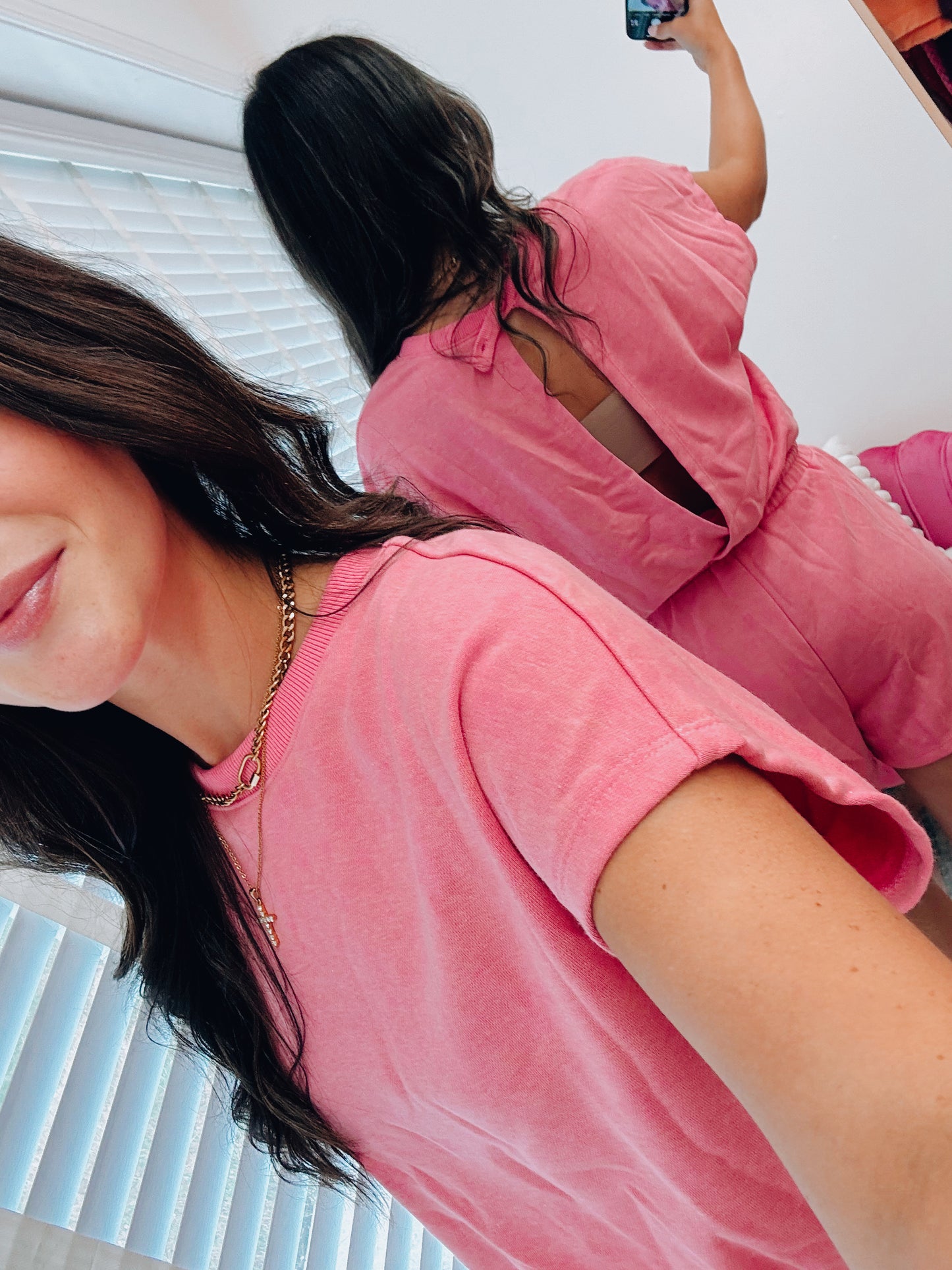 Pink Mineral Open Back Romper