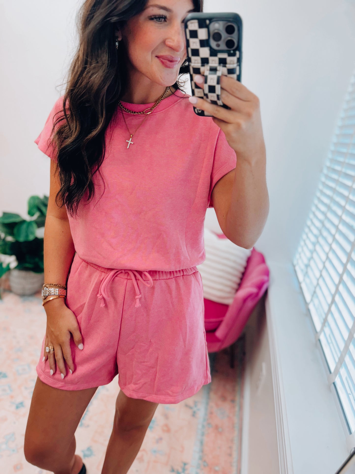 Pink Mineral Open Back Romper