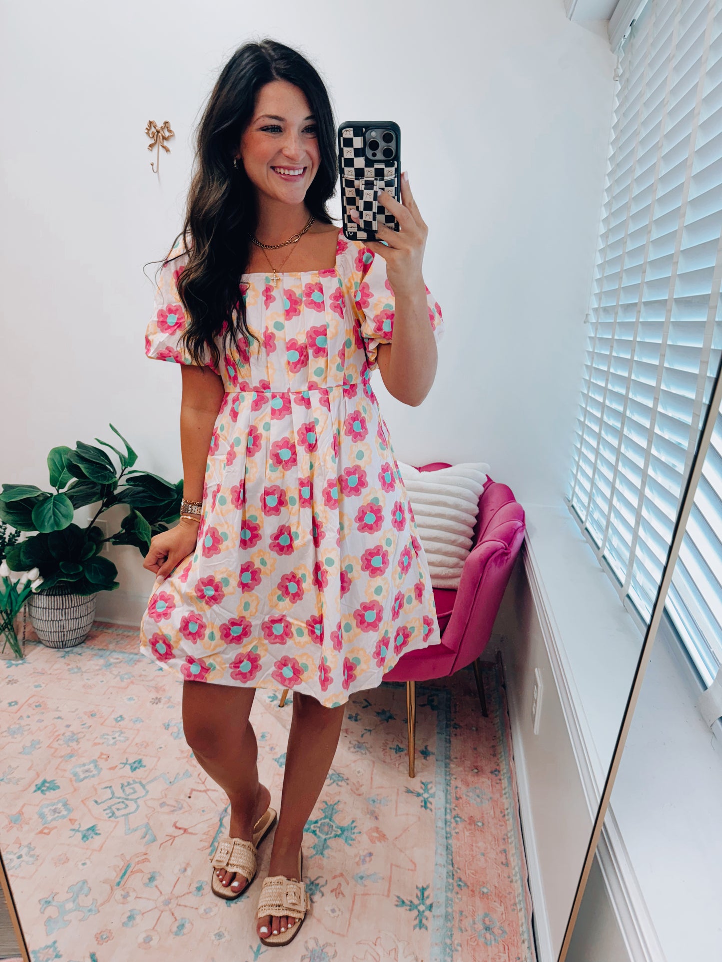 Mary Floral Pleated Mini Dress