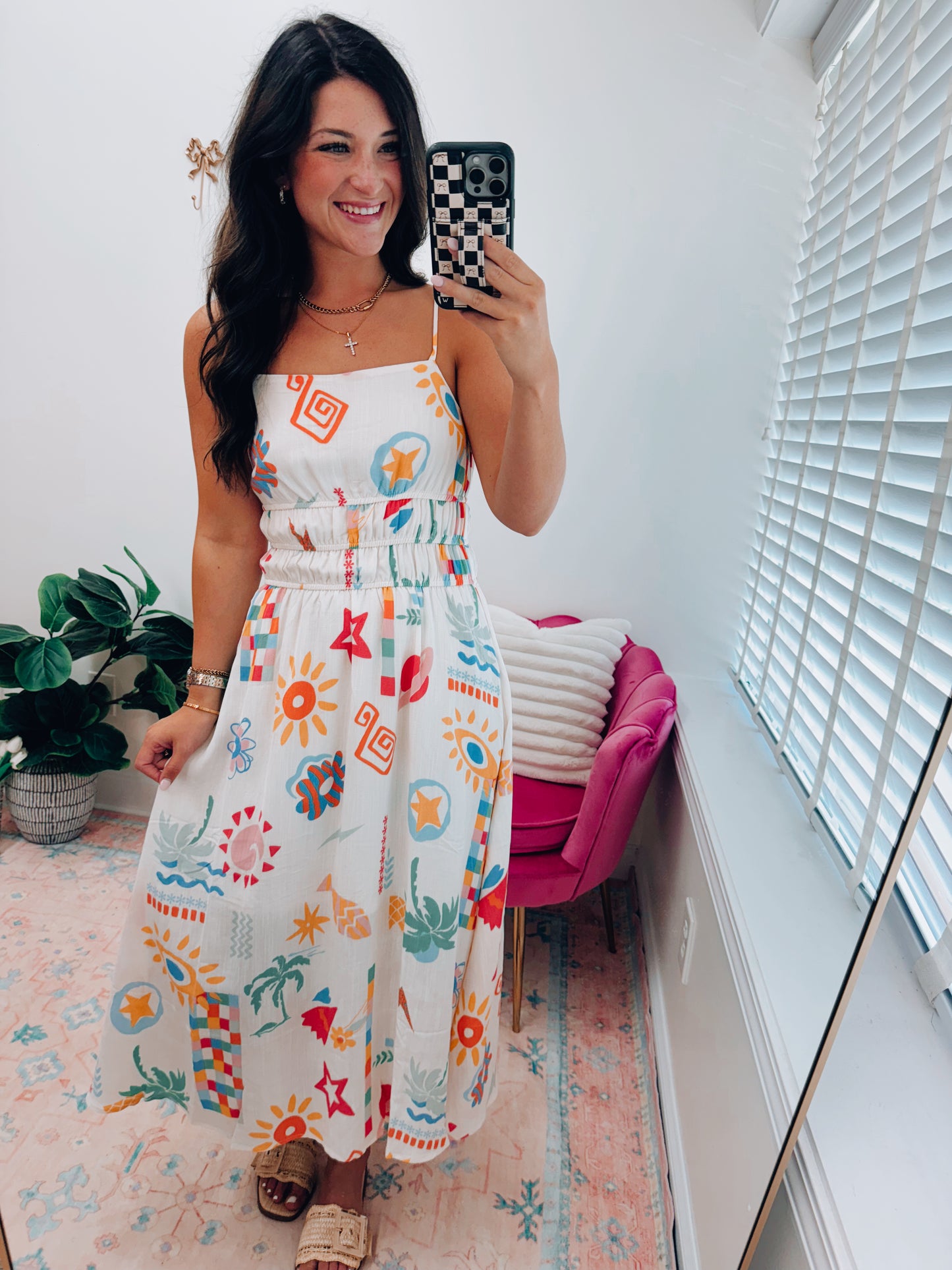 Summer Mix Abstract Midi Dress