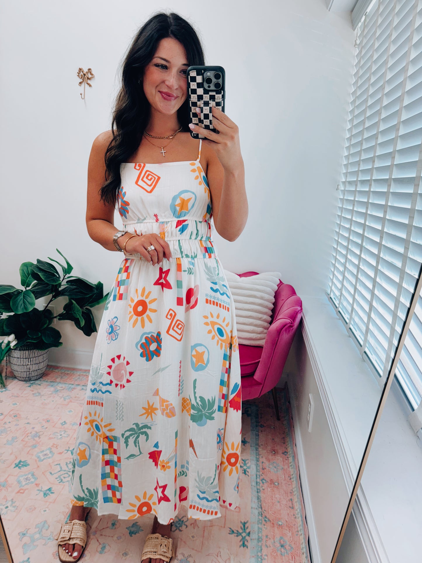 Summer Mix Abstract Midi Dress