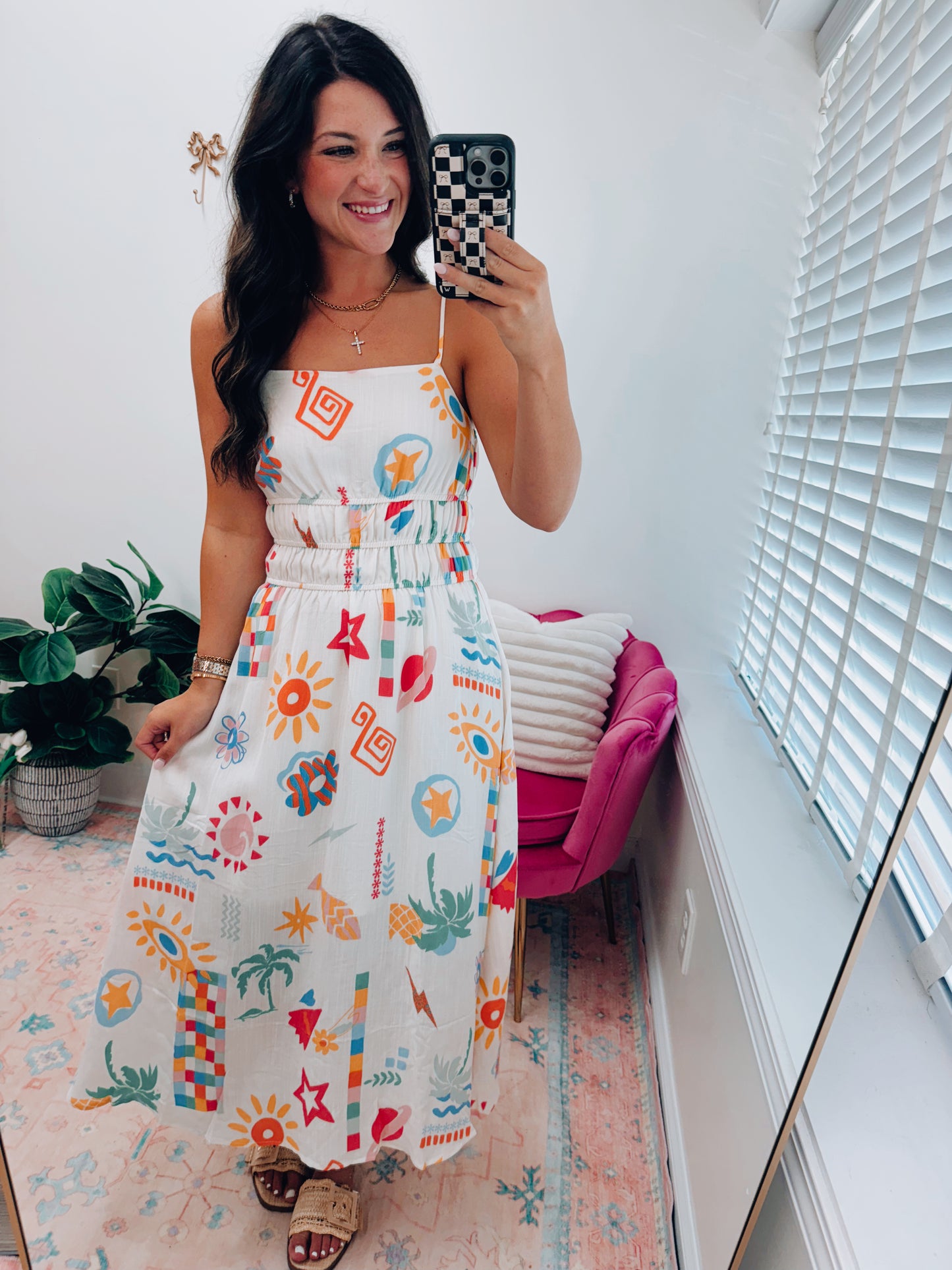Summer Mix Abstract Midi Dress