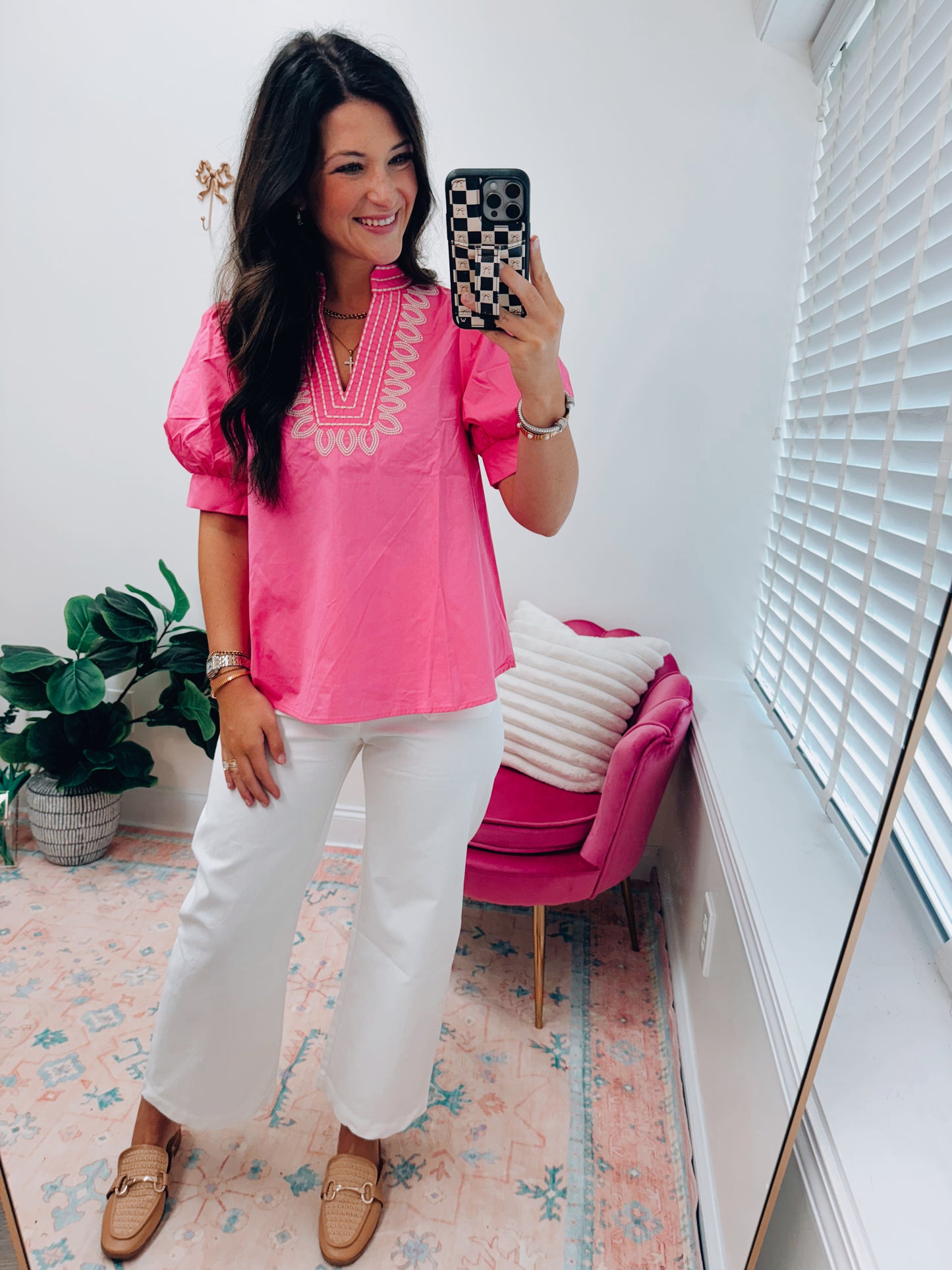 Hollis Embroidered Ruffle Top