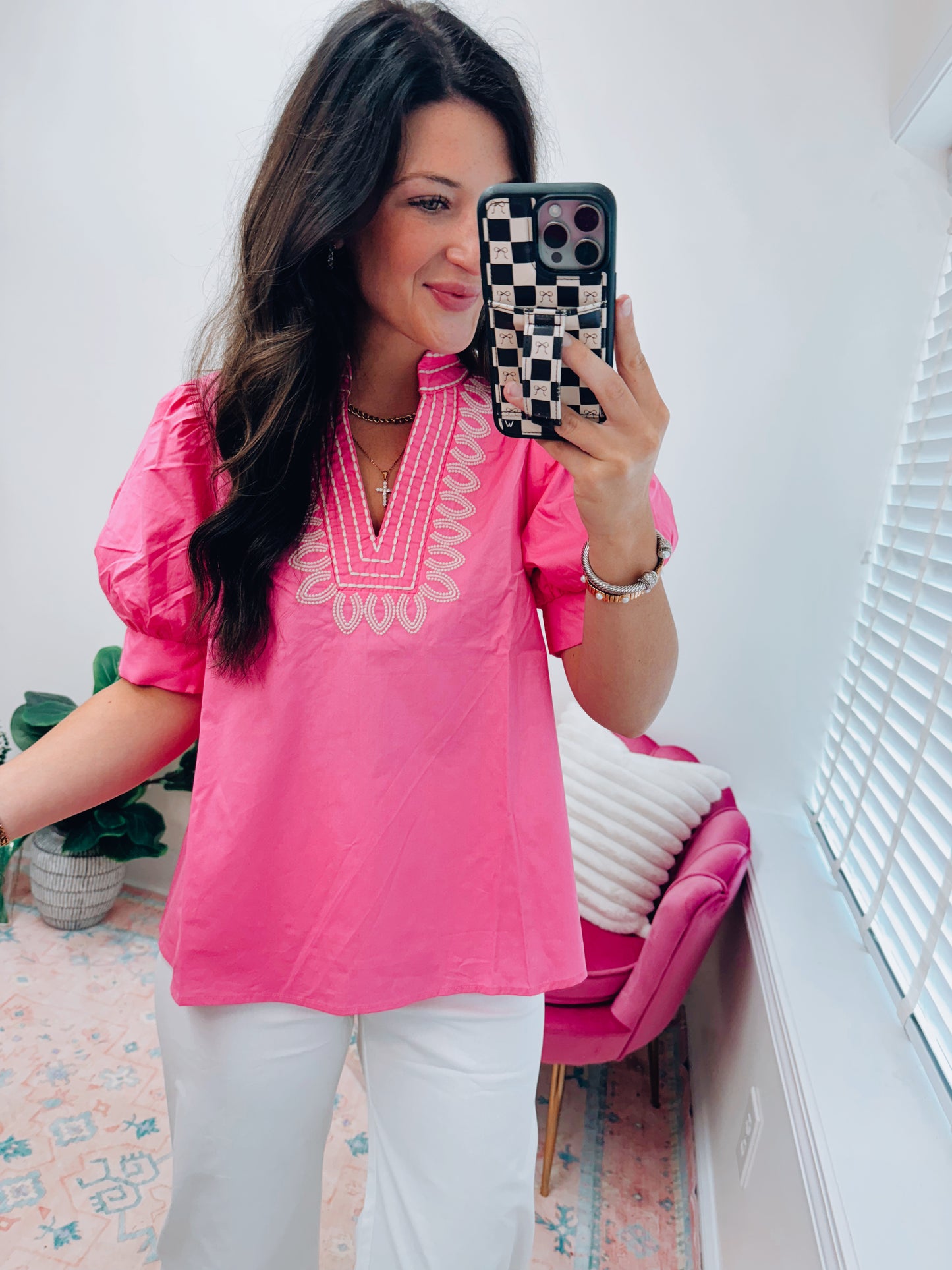 Hollis Embroidered Ruffle Top