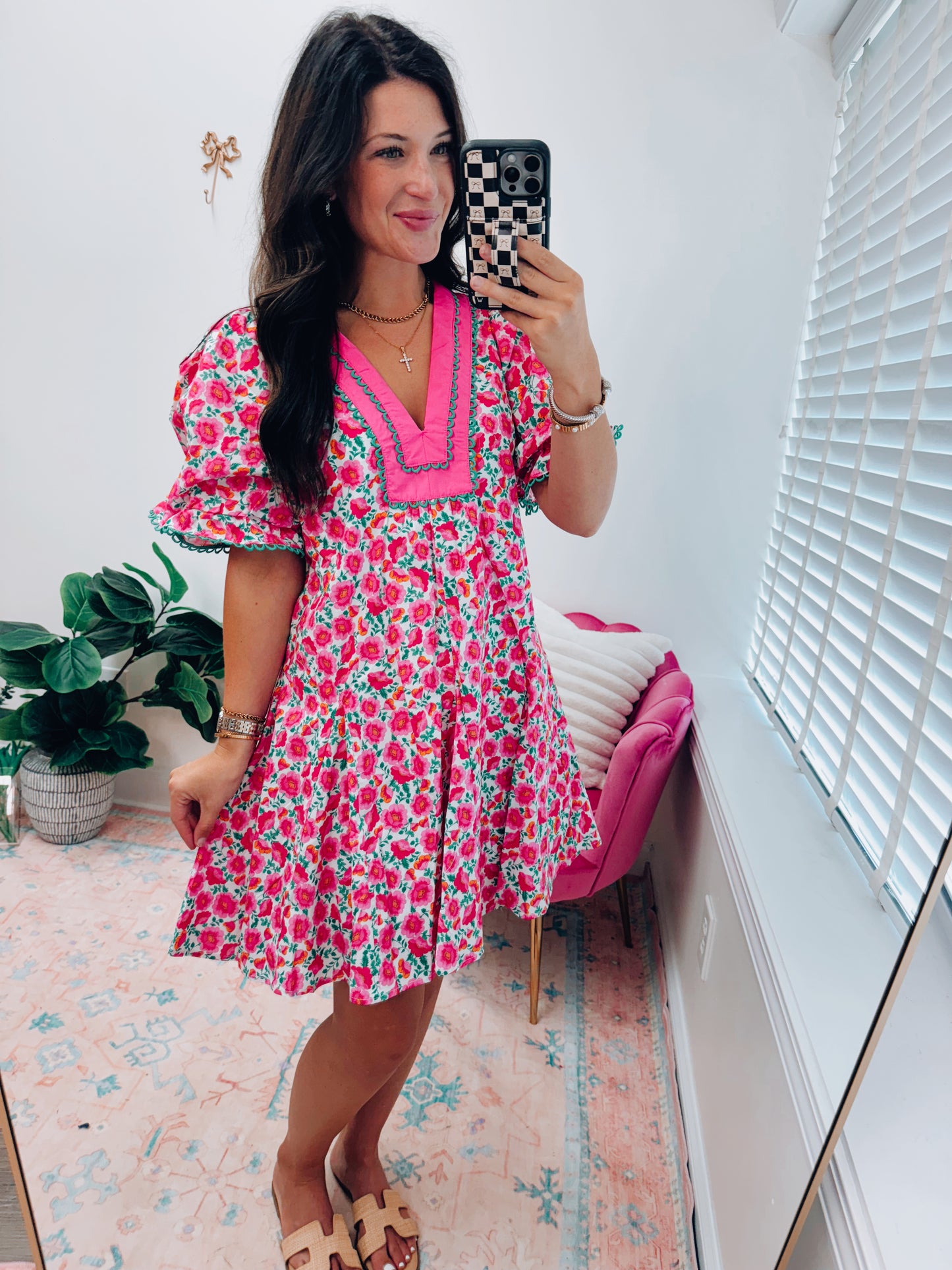 Roy Painting Florals Mini Dress
