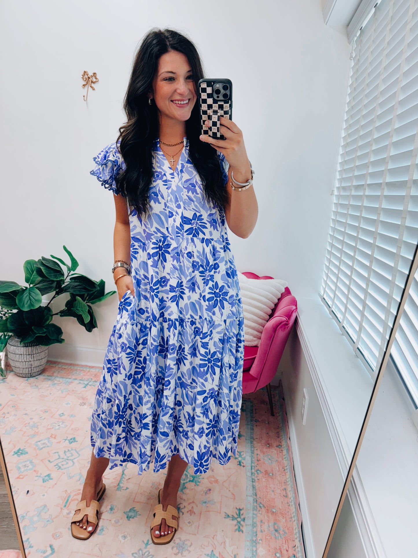 Kristen Purple Floral Midi Dress