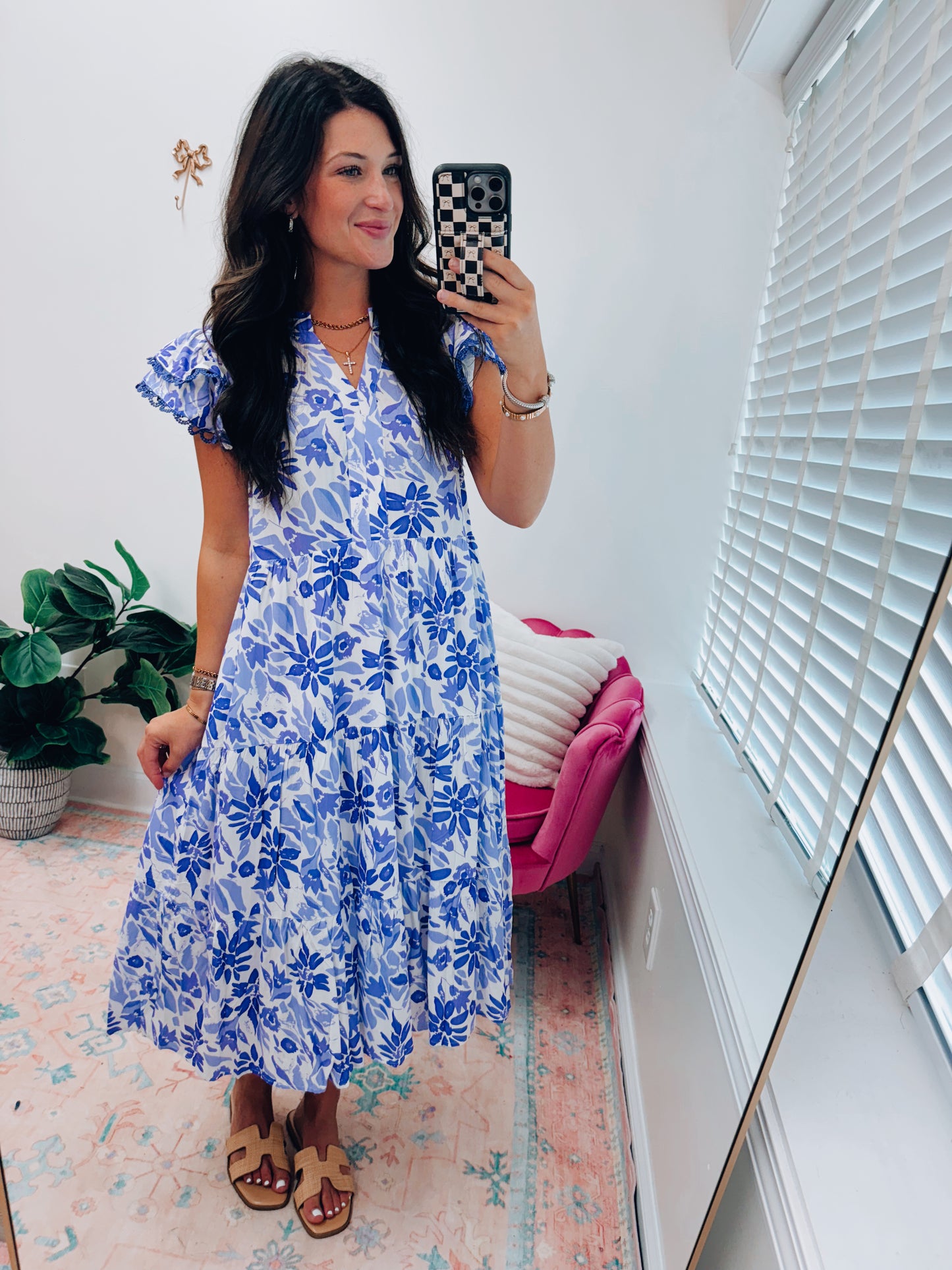 Kristen Purple Floral Midi Dress
