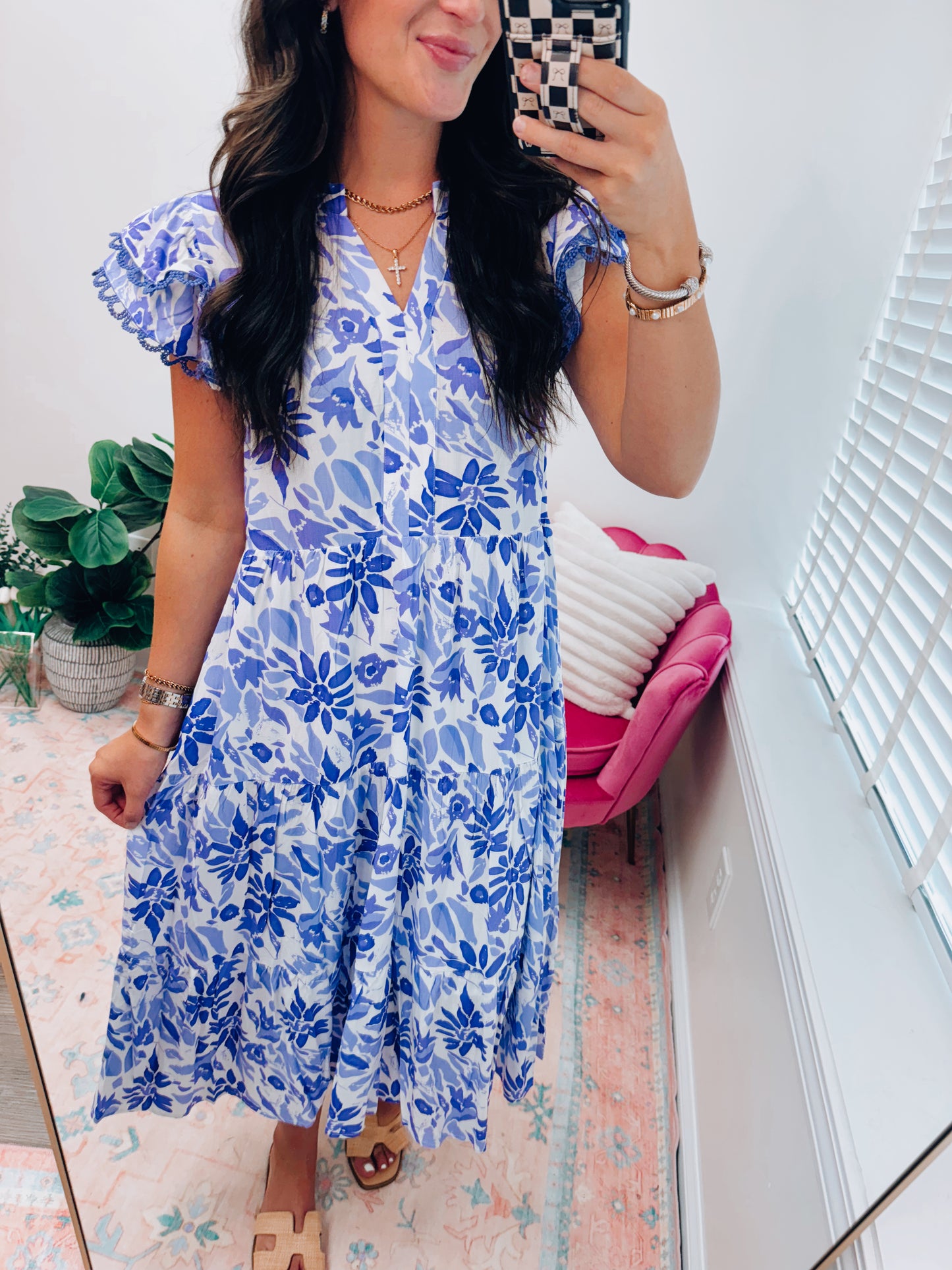 Kristen Purple Floral Midi Dress