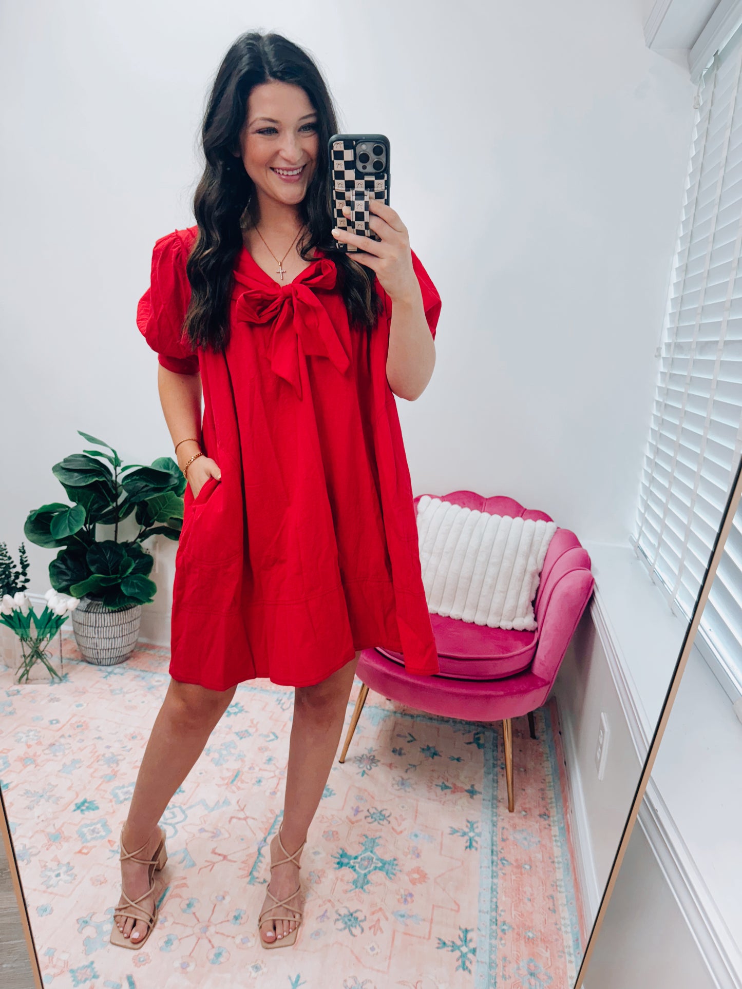Sailor Red Bow Mini Dress
