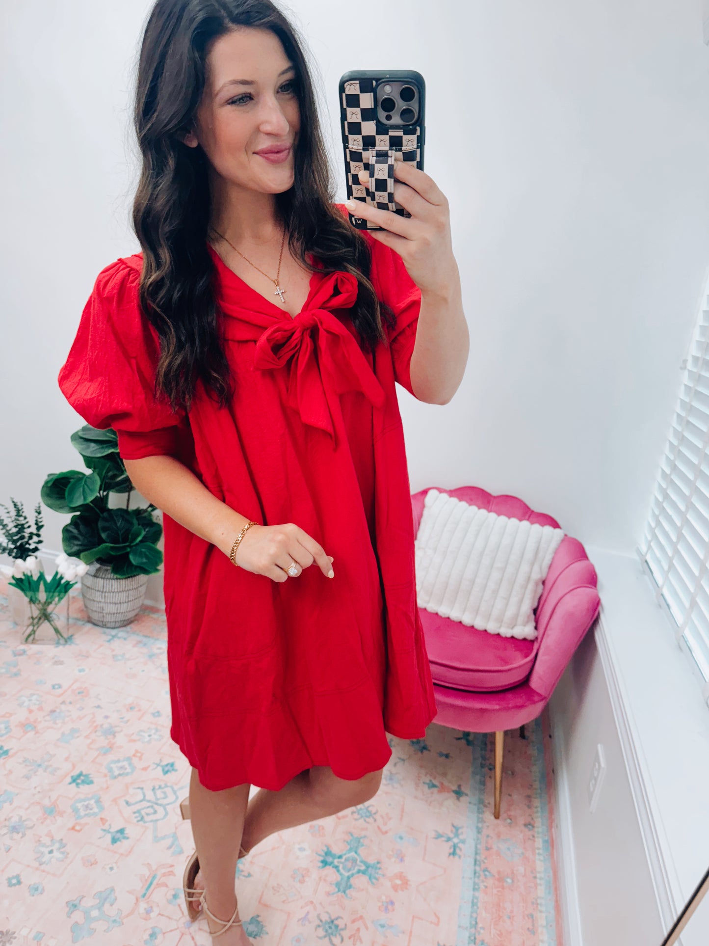 Sailor Red Bow Mini Dress