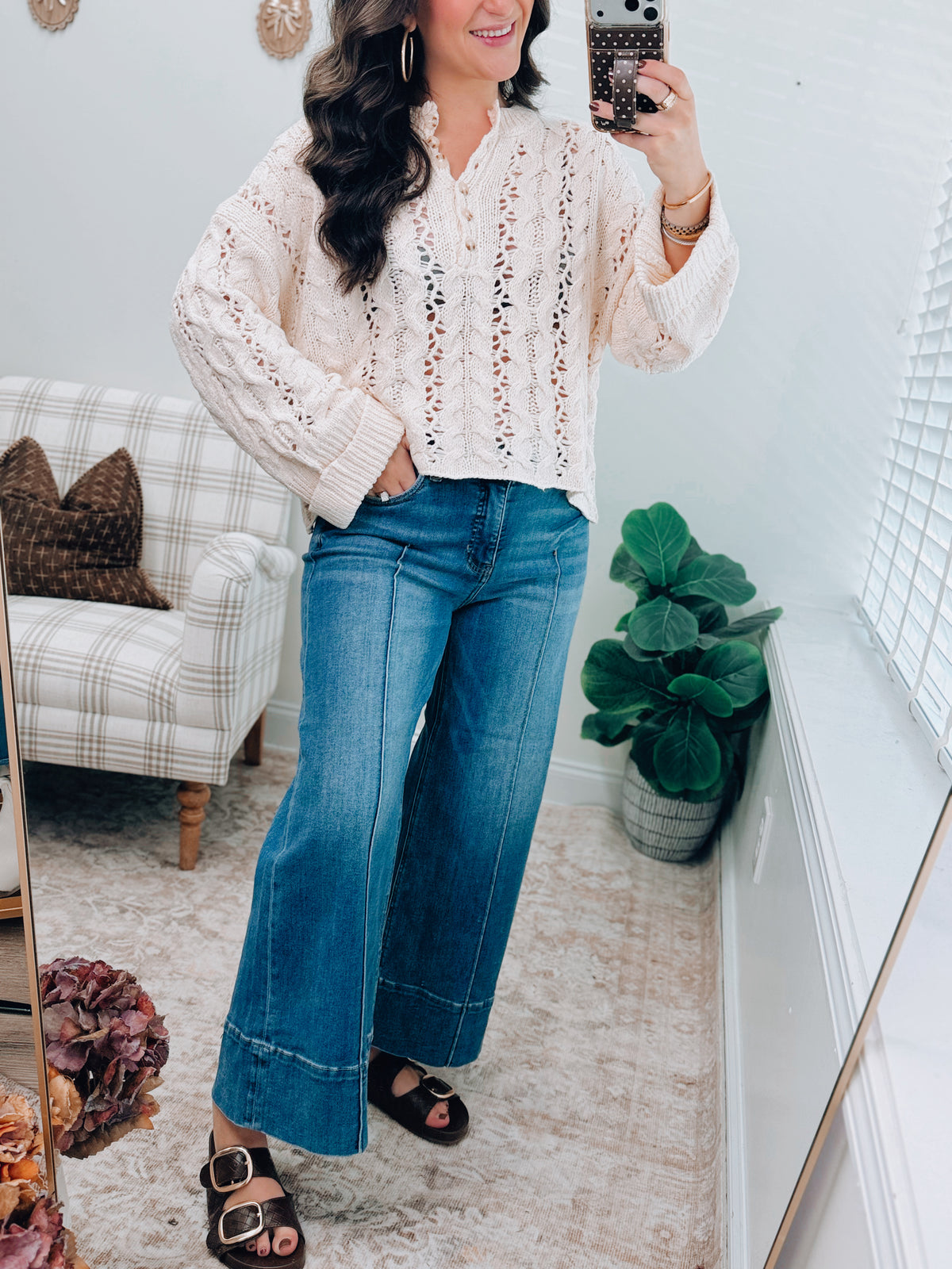 Wrenley Risen Pleated Wide Leg Denim