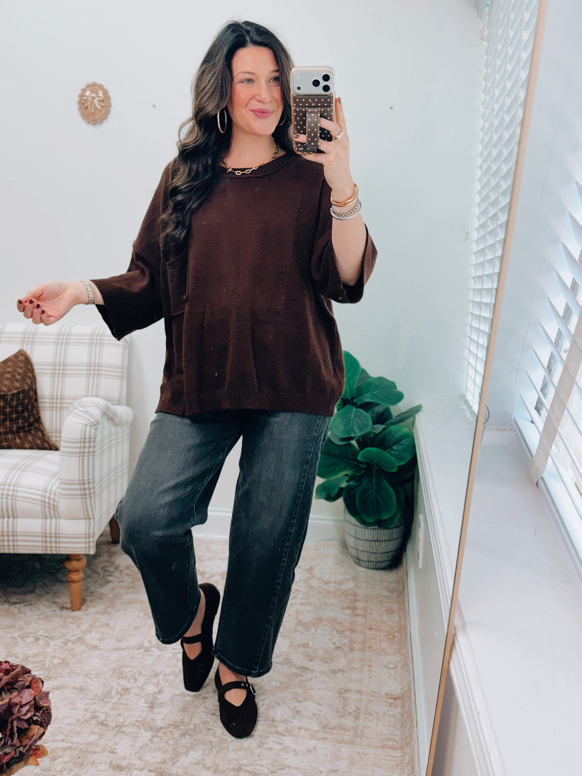 Chocolate Round Neck Sweater Top