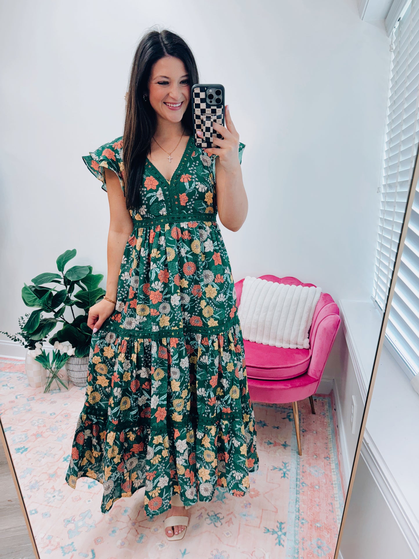 Floral Crochet Multi Midi Dress