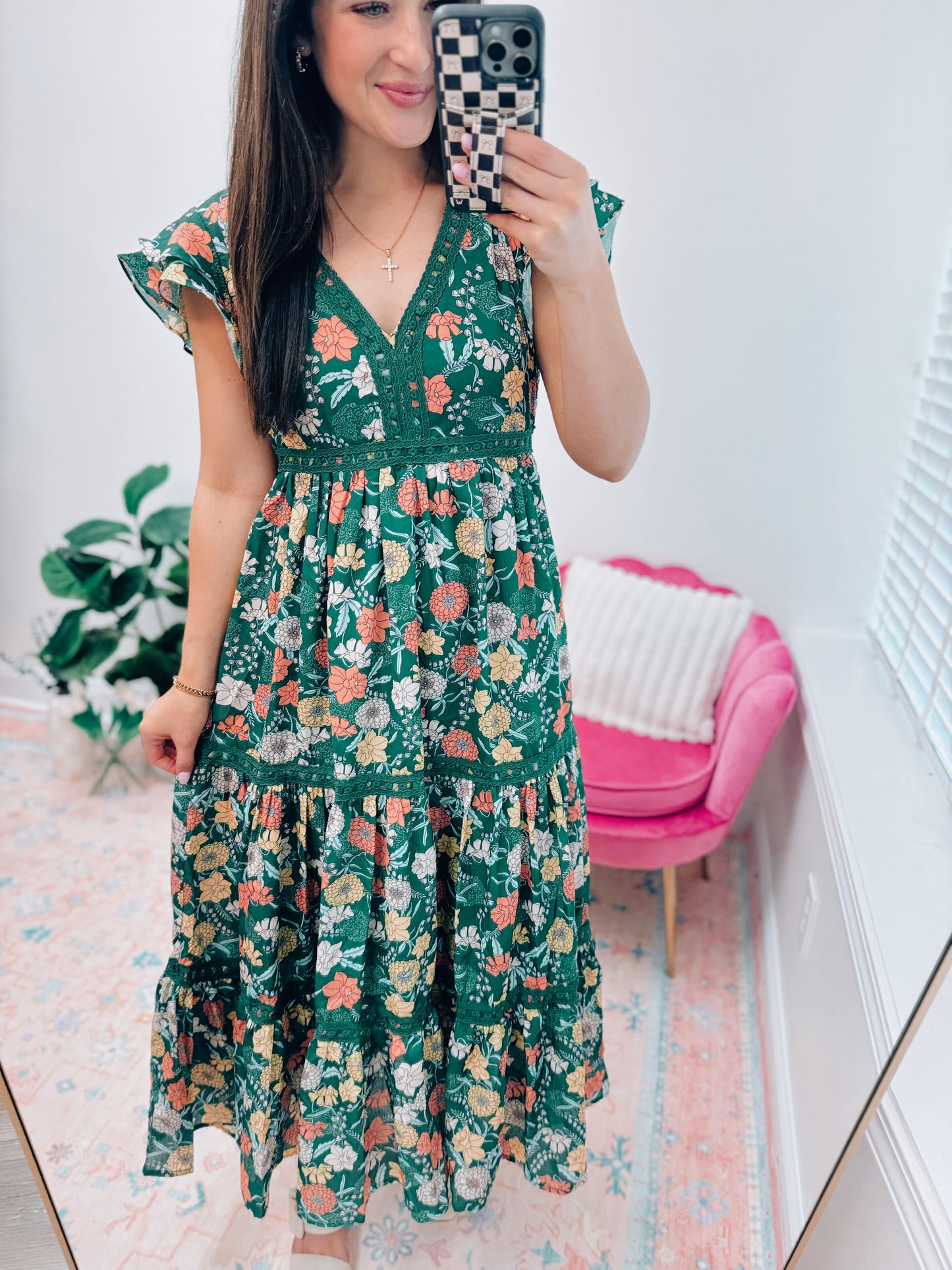 Floral Crochet Multi Midi Dress
