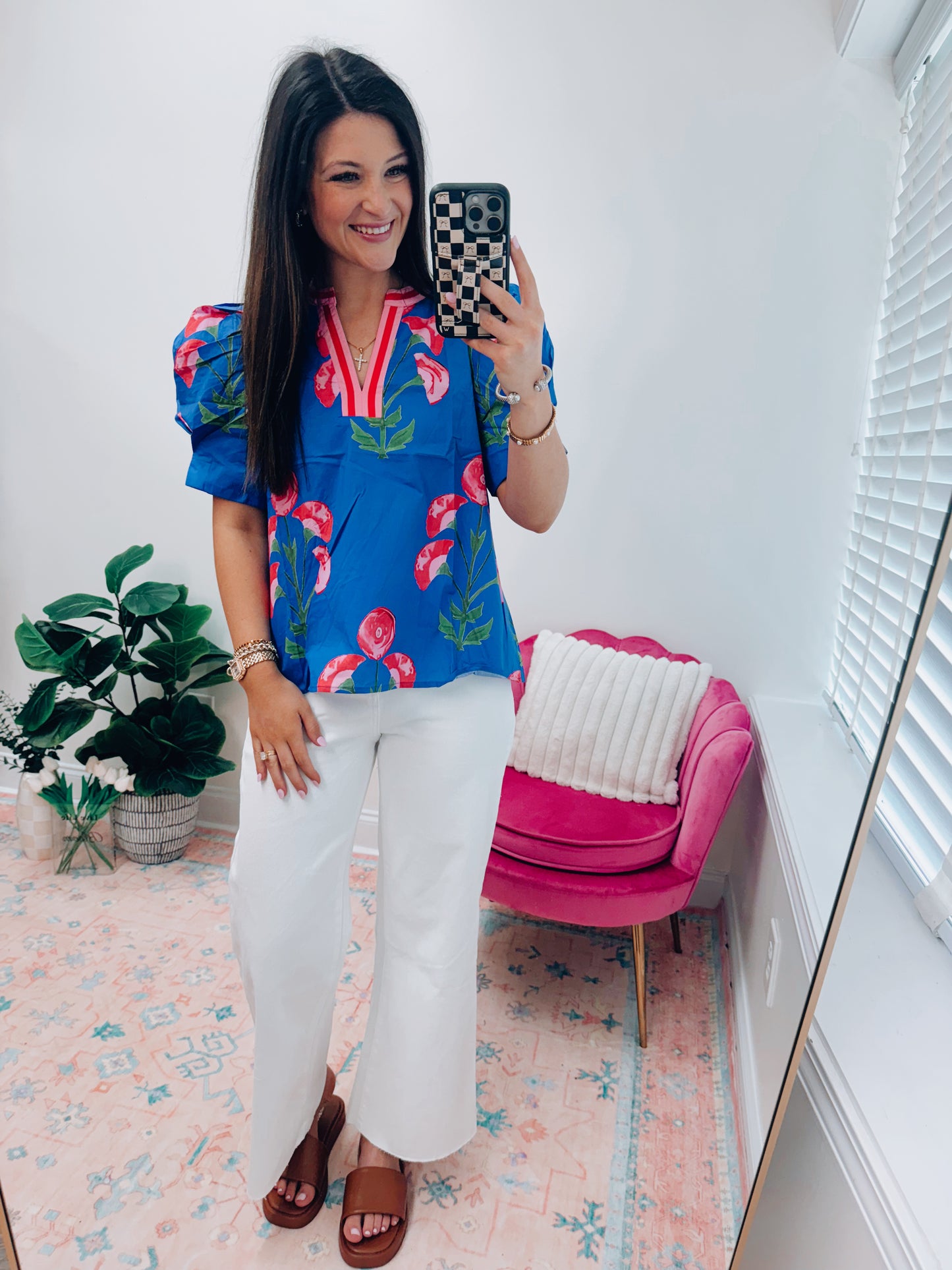 Caroline Blue Floral Top