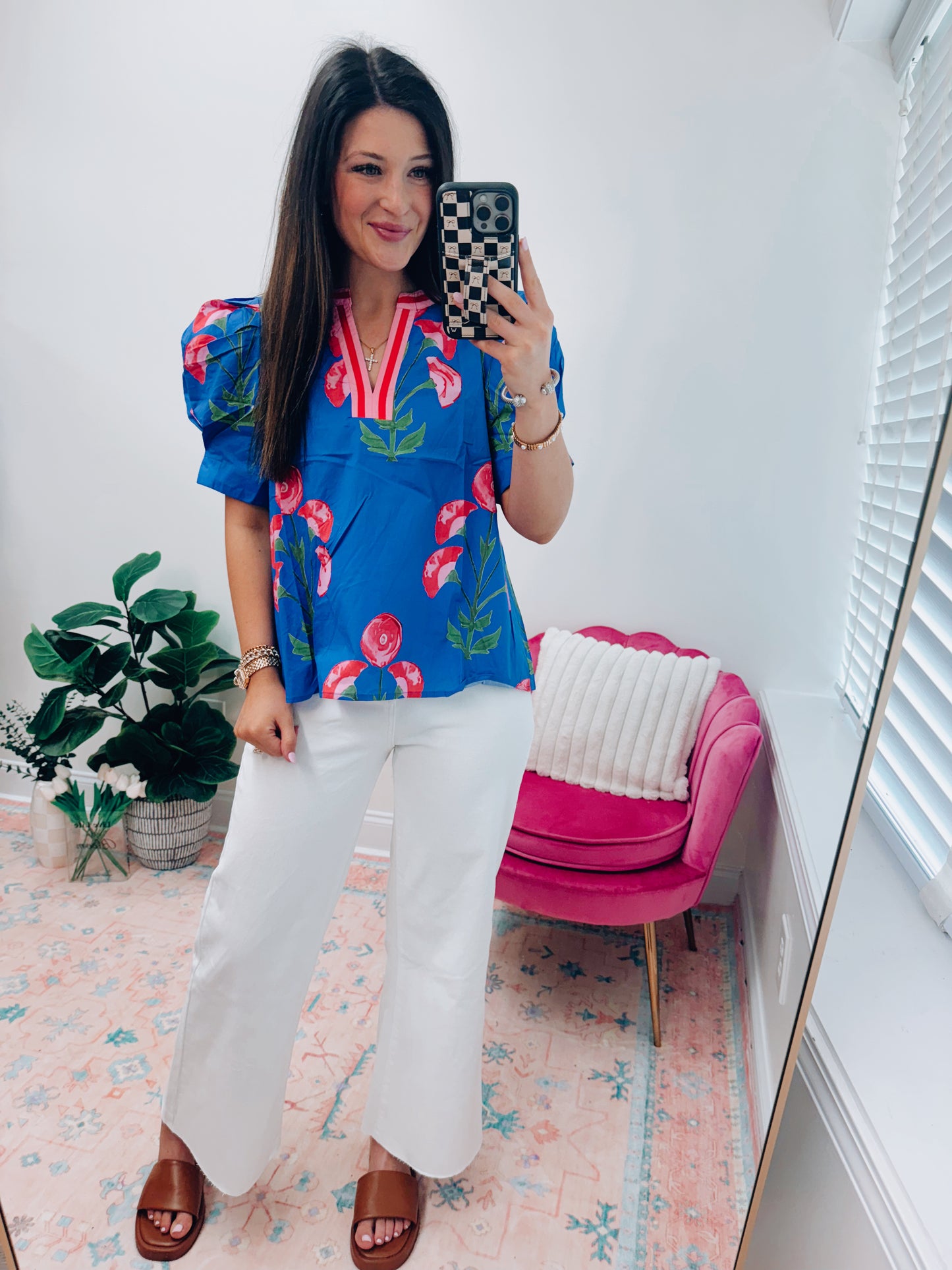 Caroline Blue Floral Top