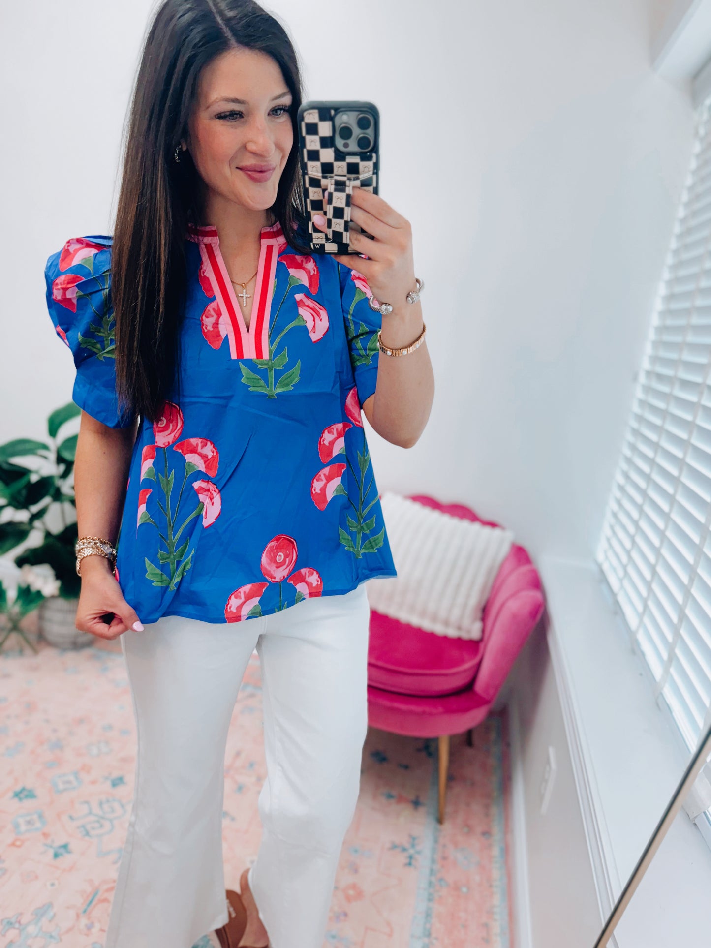 Caroline Blue Floral Top