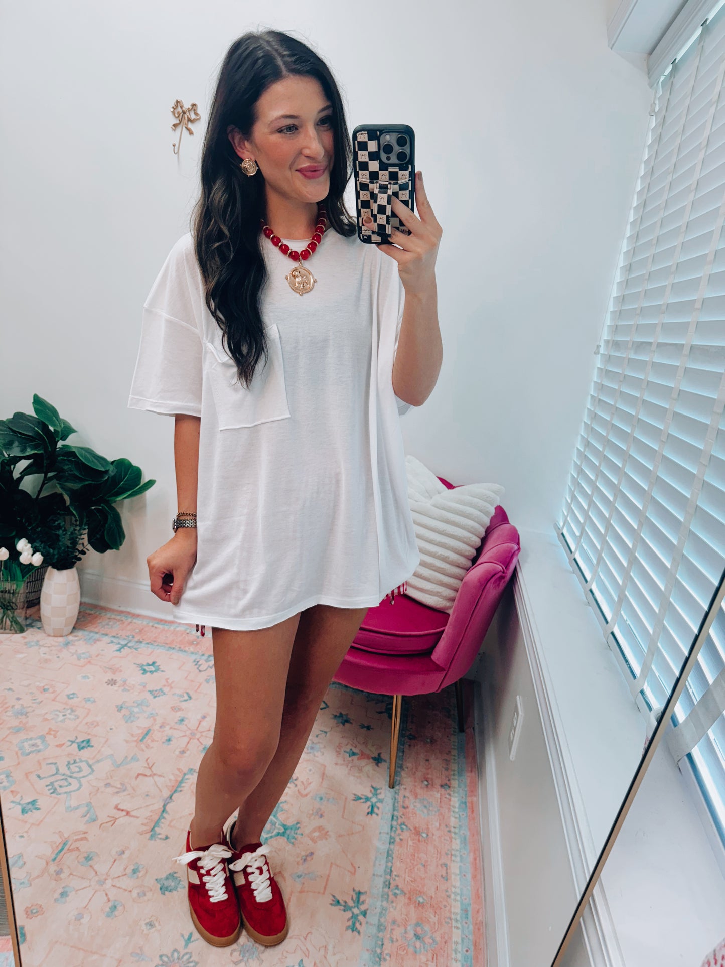 Heather White Oversized Pocket Tee